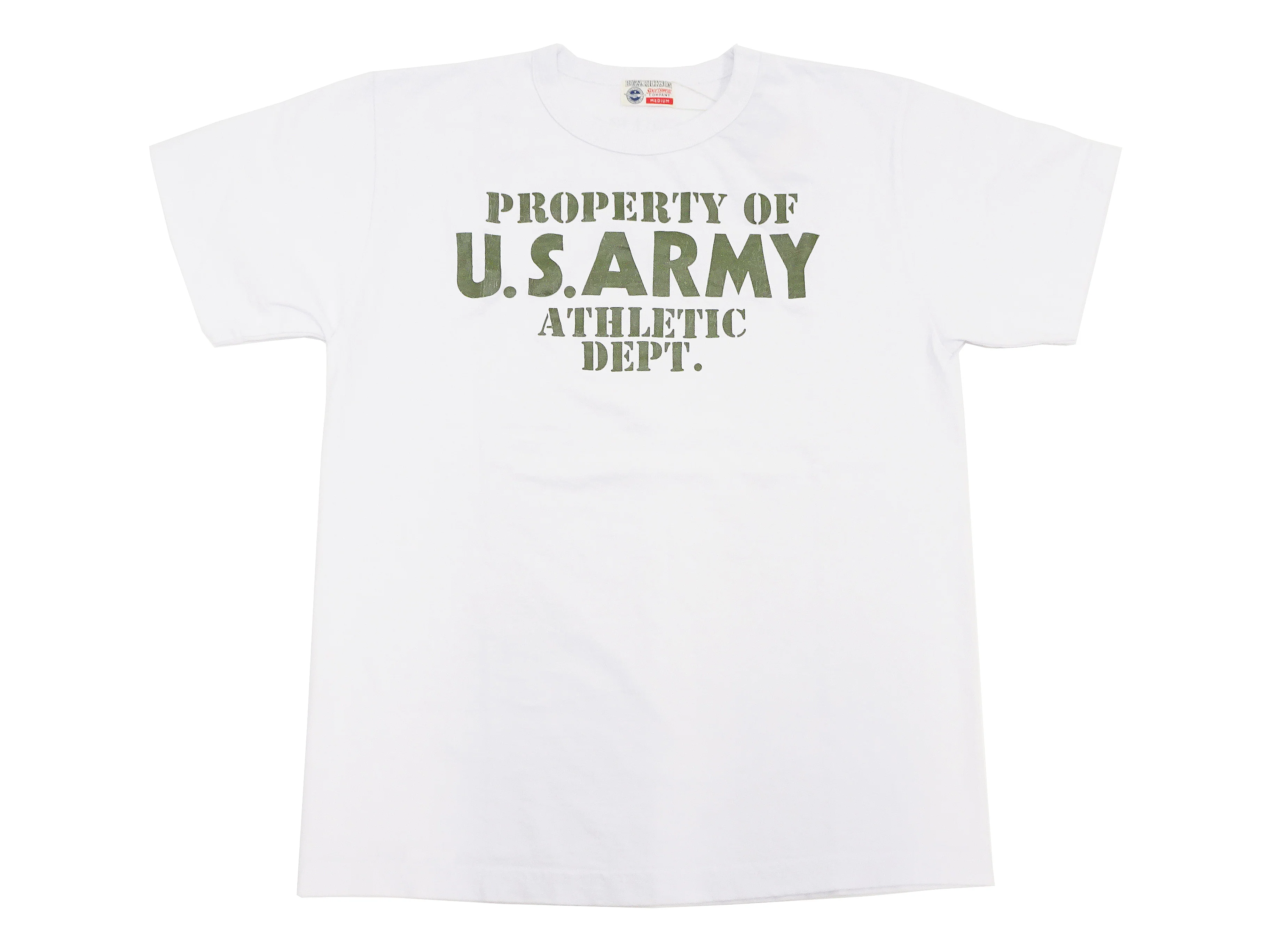 Buzz Rickson T-shirt Men's U.S. Army Athletic Department Military Graphic Short Sleeve Loopwheeled Tee BR79348 101 White - Image 6