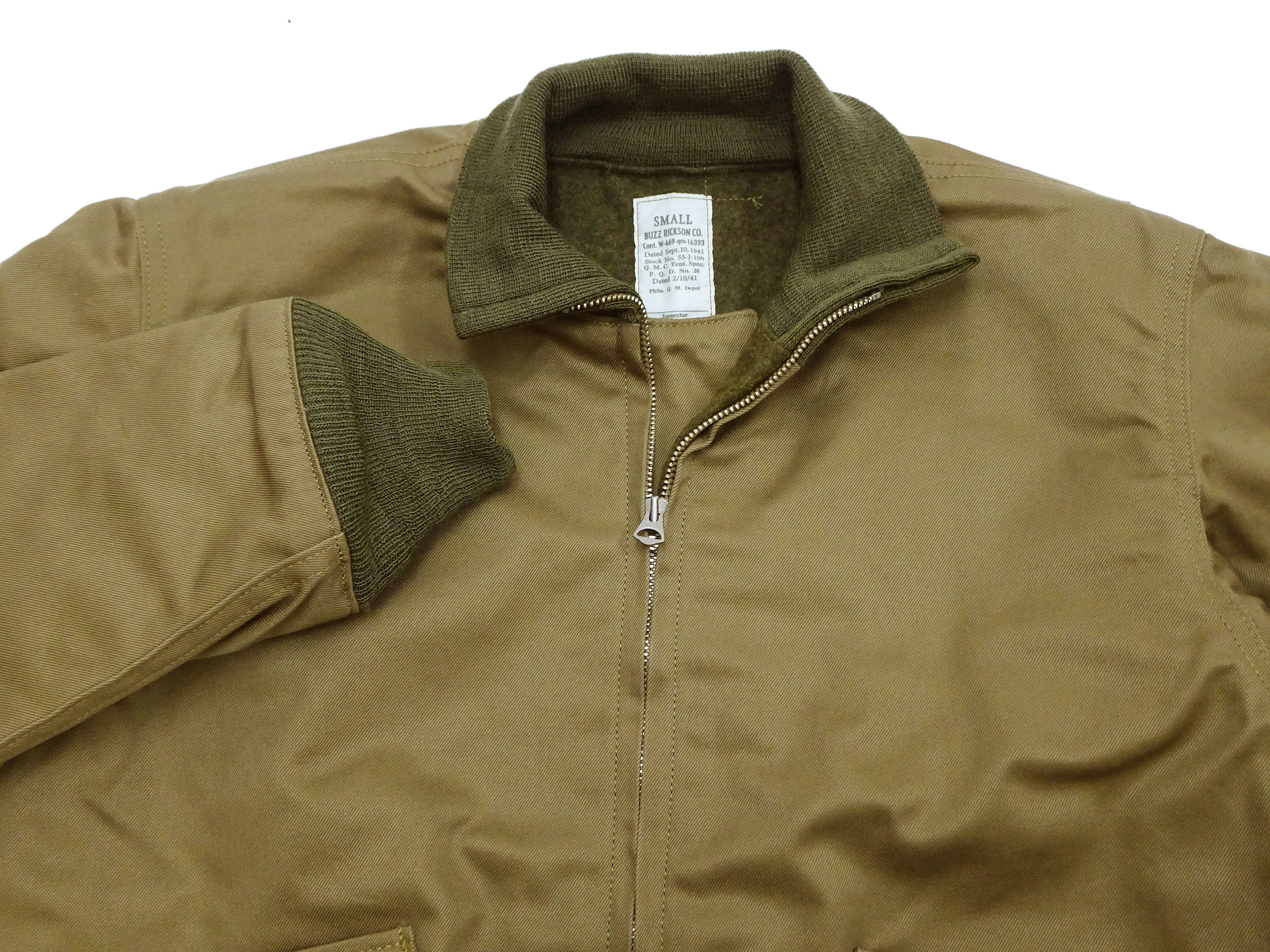 Buzz Rickson Tanker Jacket - Men's Reproduction of the U.S. Army Early Patch-Pocket Version BR15750 Light Olive Drab - Image 8