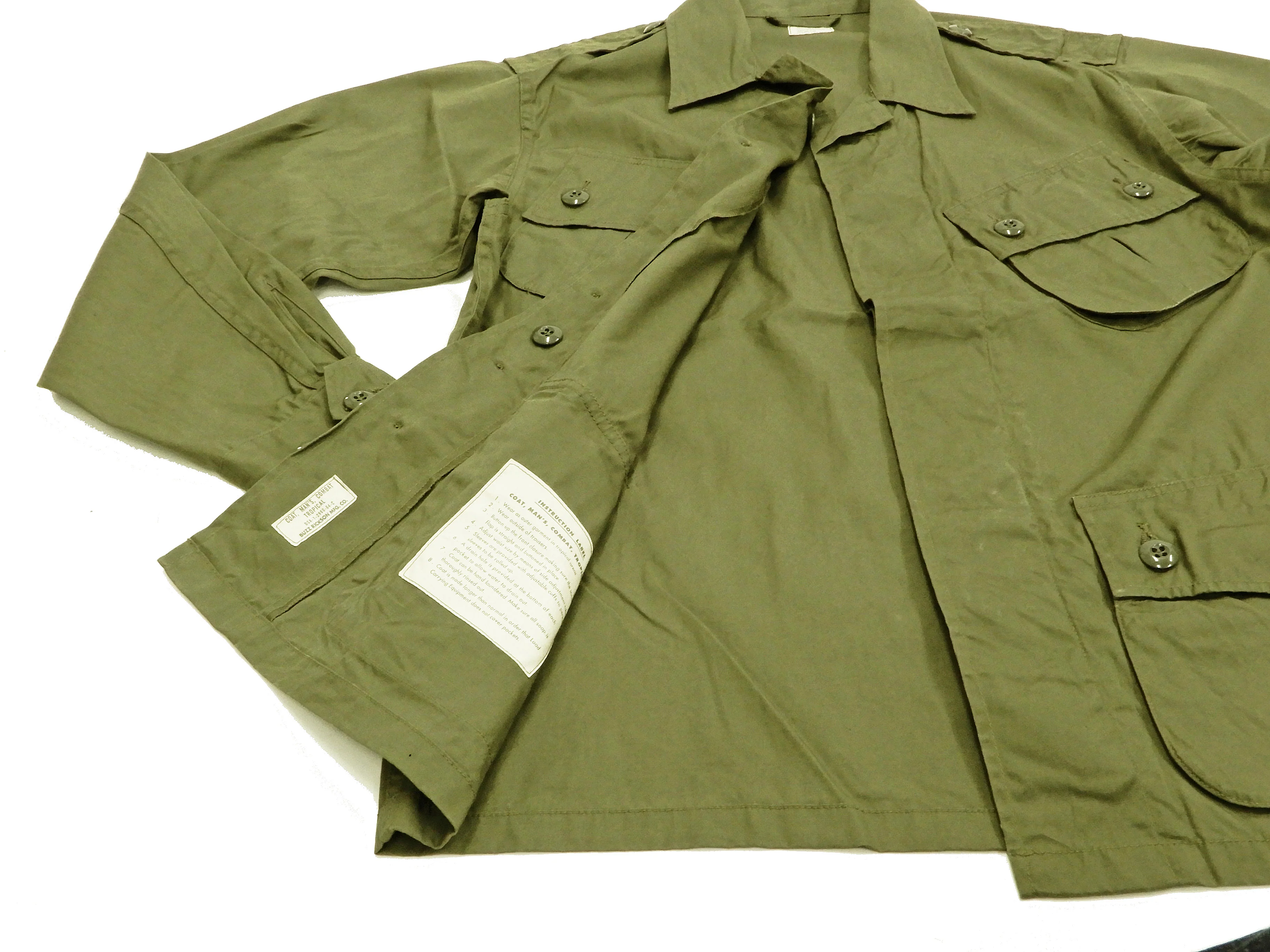 Buzz Rickson Tropical Jacket Men's US Vietnam War Jungle Fatigue Jacket BR12247 Olive - Image 8