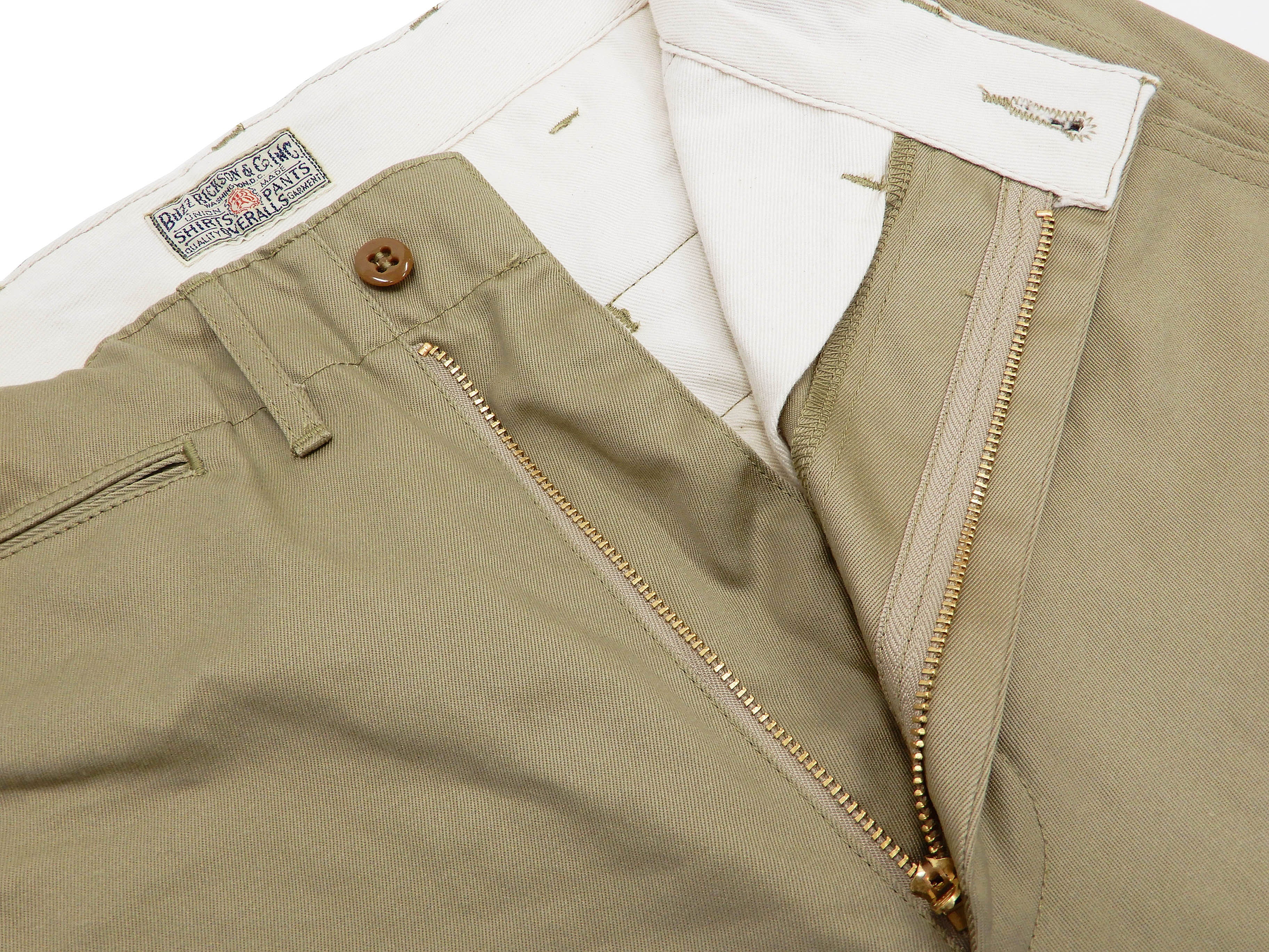 Buzz Rickson's Men's Original Spec Chinos 8.2 oz. Cotton Twill High-Rise Slimmer Straight Fit Military Chino Trousers with Zipper Fly Made in Japan (BR40025, 02 Khaki One Wash) - Image 8