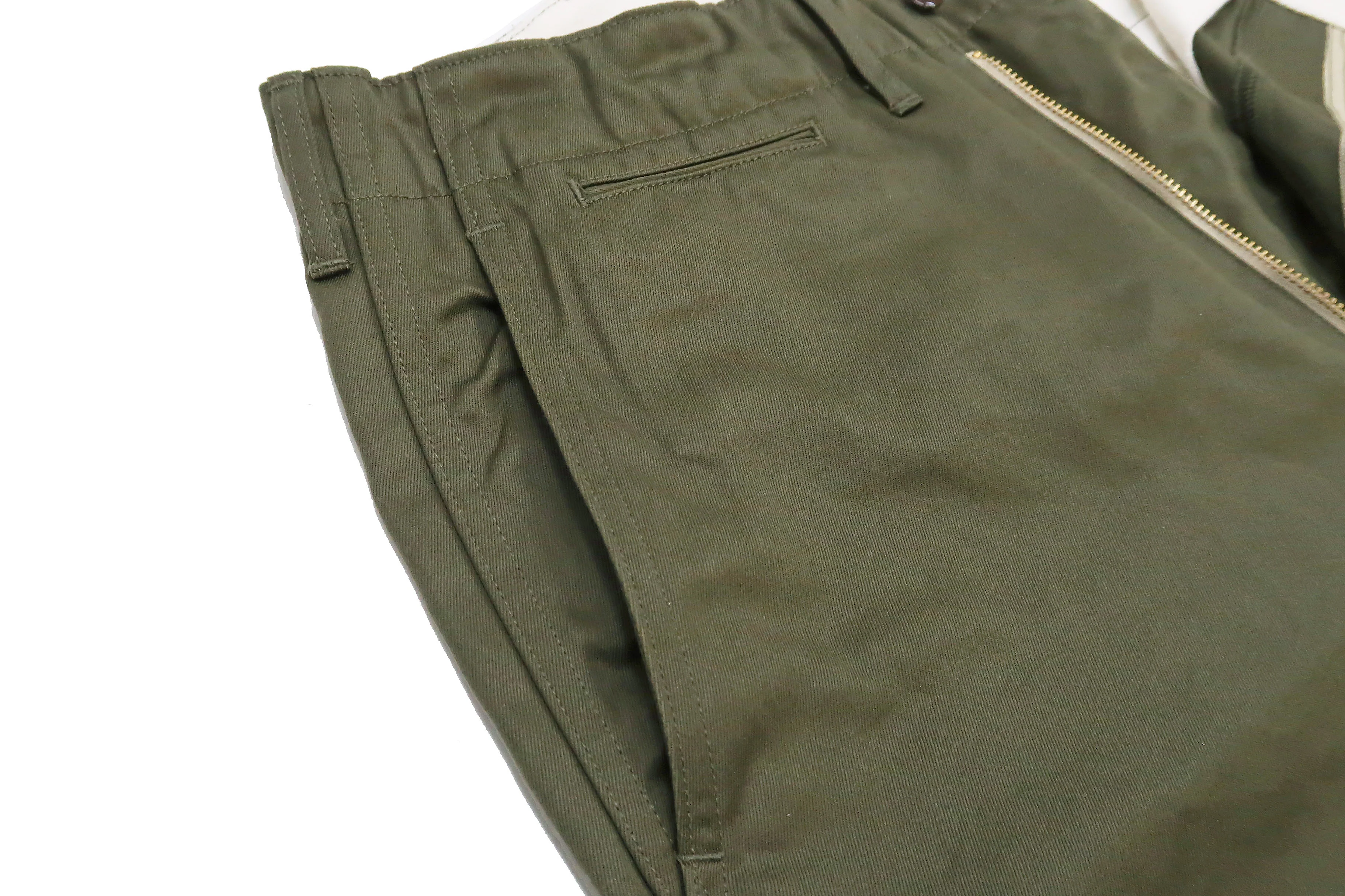 Buzz Rickson's Men's Original Spec Chinos 8.2 oz. Cotton Twill High-Rise Slimmer Straight Fit Military Chino Trousers with Zipper Fly Made in Japan (BR40025, 03 Olive One Wash) - Image 12