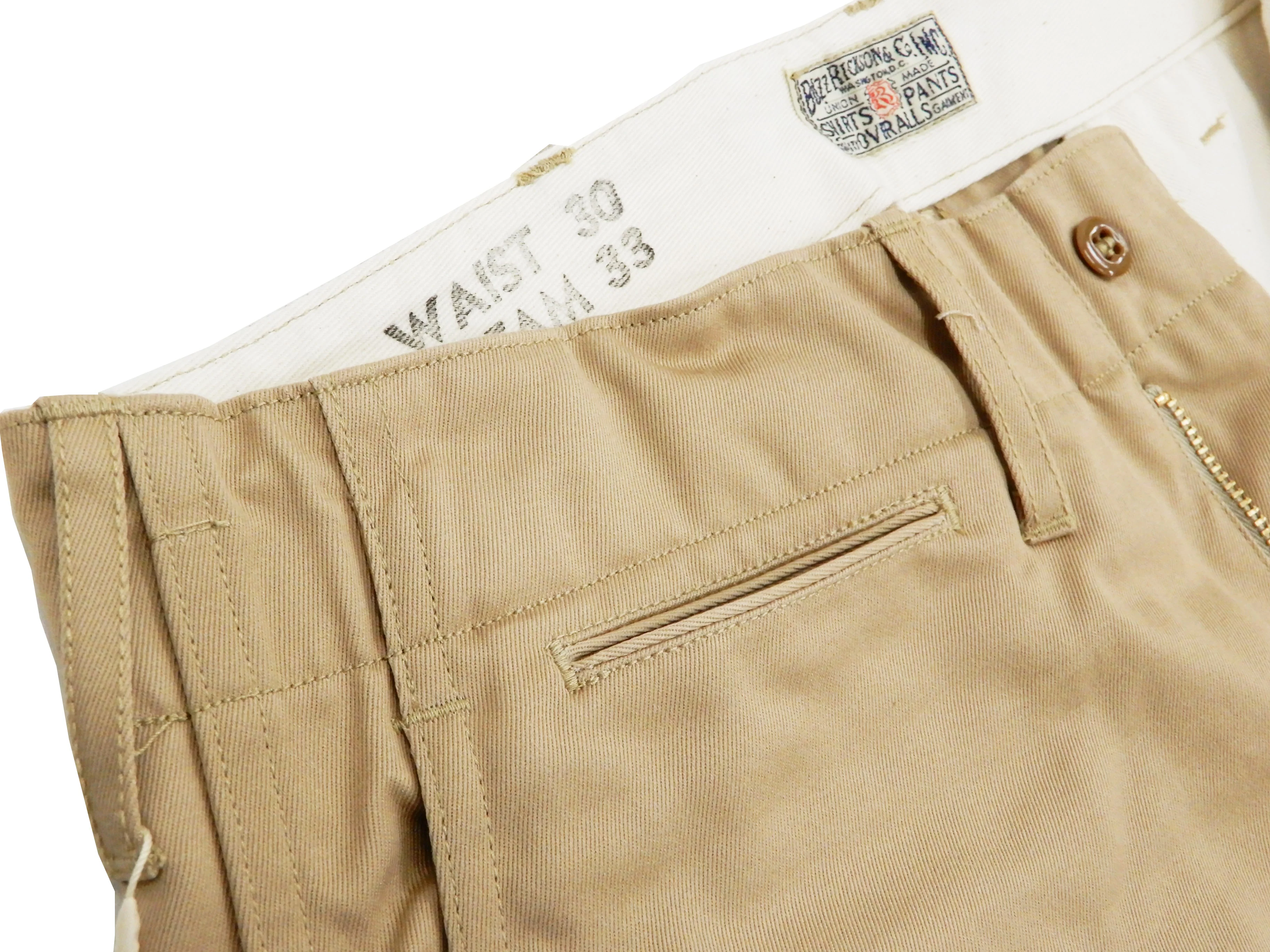 Buzz Rickson's Men's Original Spec Chinos 8.2 oz. Cotton Twill High-Rise Slimmer Straight Fit Military Chino Trousers with Zipper Fly Made in Japan (BR40025, 01 Beige, One Wash) - Image 7