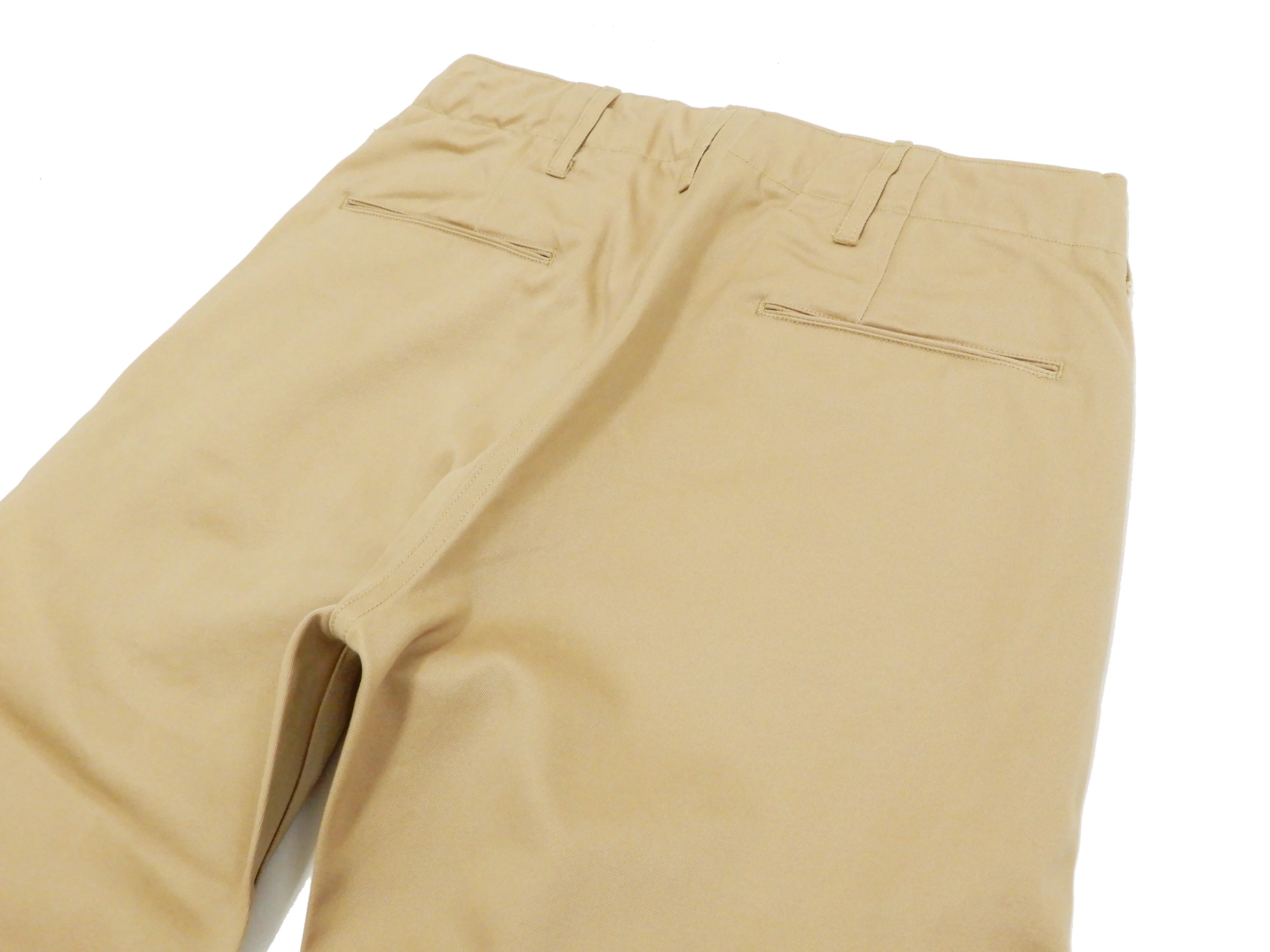 Buzz Rickson's Men's Original Spec Chinos 8.2 oz. Cotton Twill High-Rise Slimmer Straight Fit Military Chino Trousers with Zipper Fly Made in Japan (BR40025, 01 Beige, One Wash) - Image 9