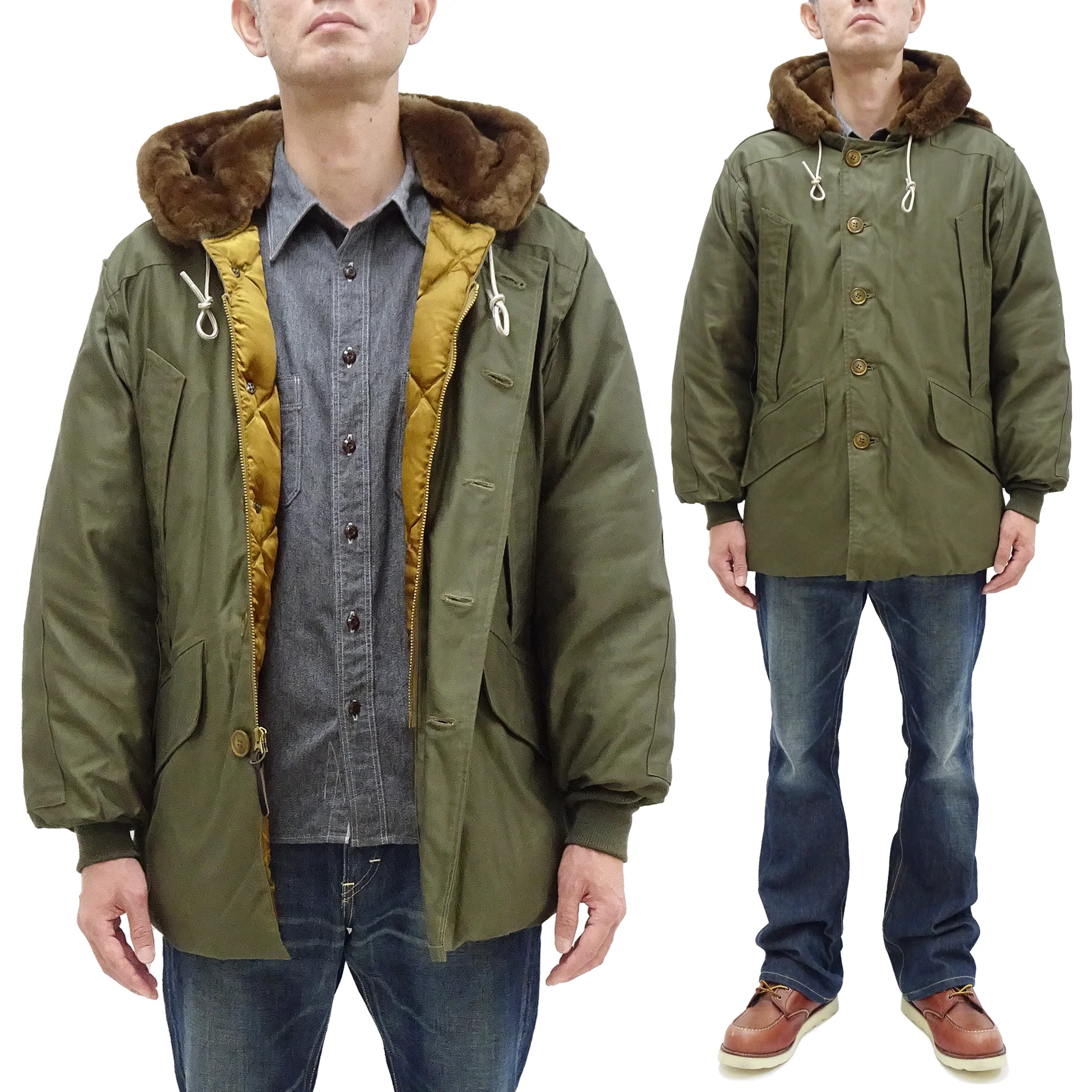 Buzz Rickson Type B-9 Flight Down Parka Men's B9 Hooded Down Jacket BR15538 Olive Drab - Image 6