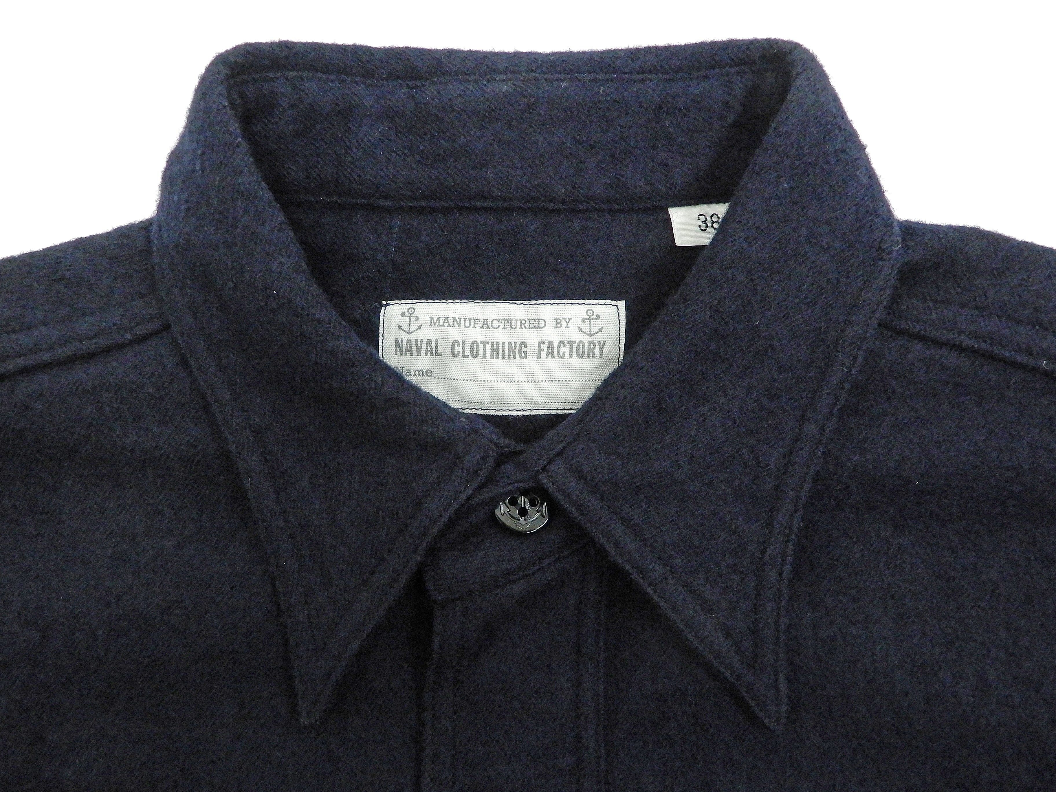 Buzz Rickson US Navy CPO Shirt Mens Plain Long Sleeve Wool-Flannel Shirt BR24961 Navy-Blue - Image 7