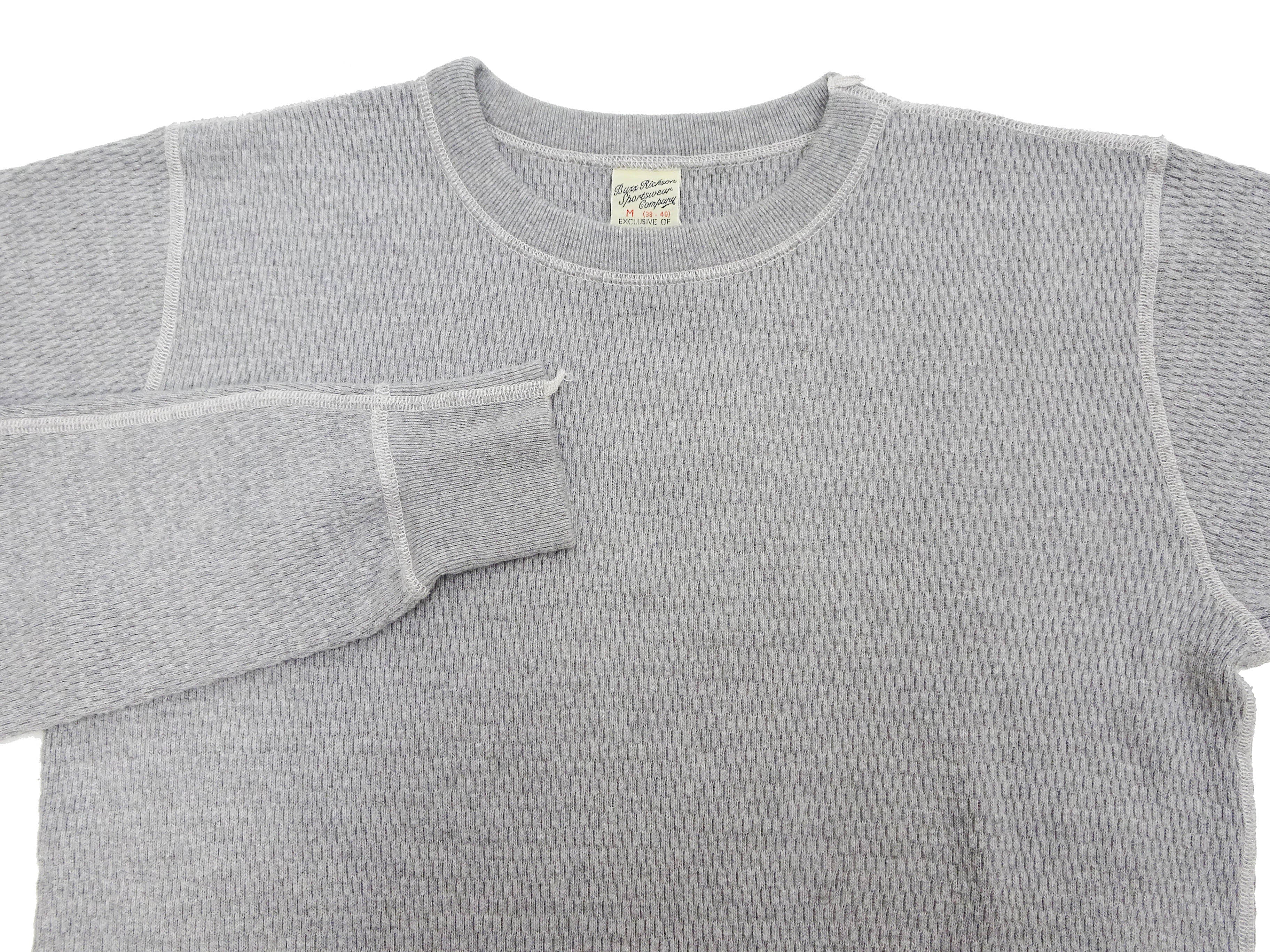 Buzz Rickson Waffle-Knit Thermal T-Shirt Men's Casual Long Sleeve Plain Crew Neck Waffle Tee BR63755 113 Heather Grey - Image 7