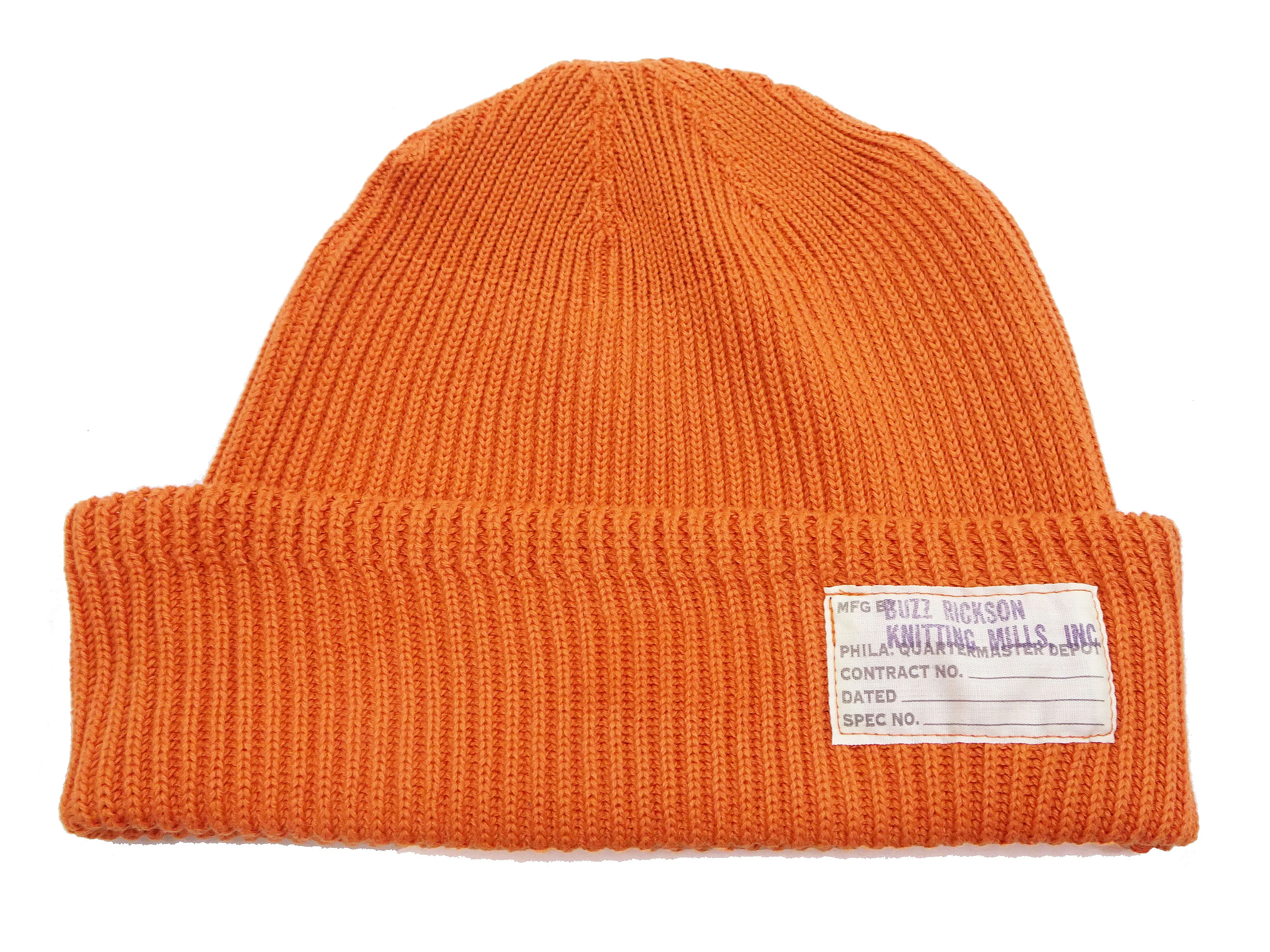 Buzz Rickson Watch Cap Men's Cotton Knit Hat WWII US Military Style Beanie BR02186 Orange - Image 2