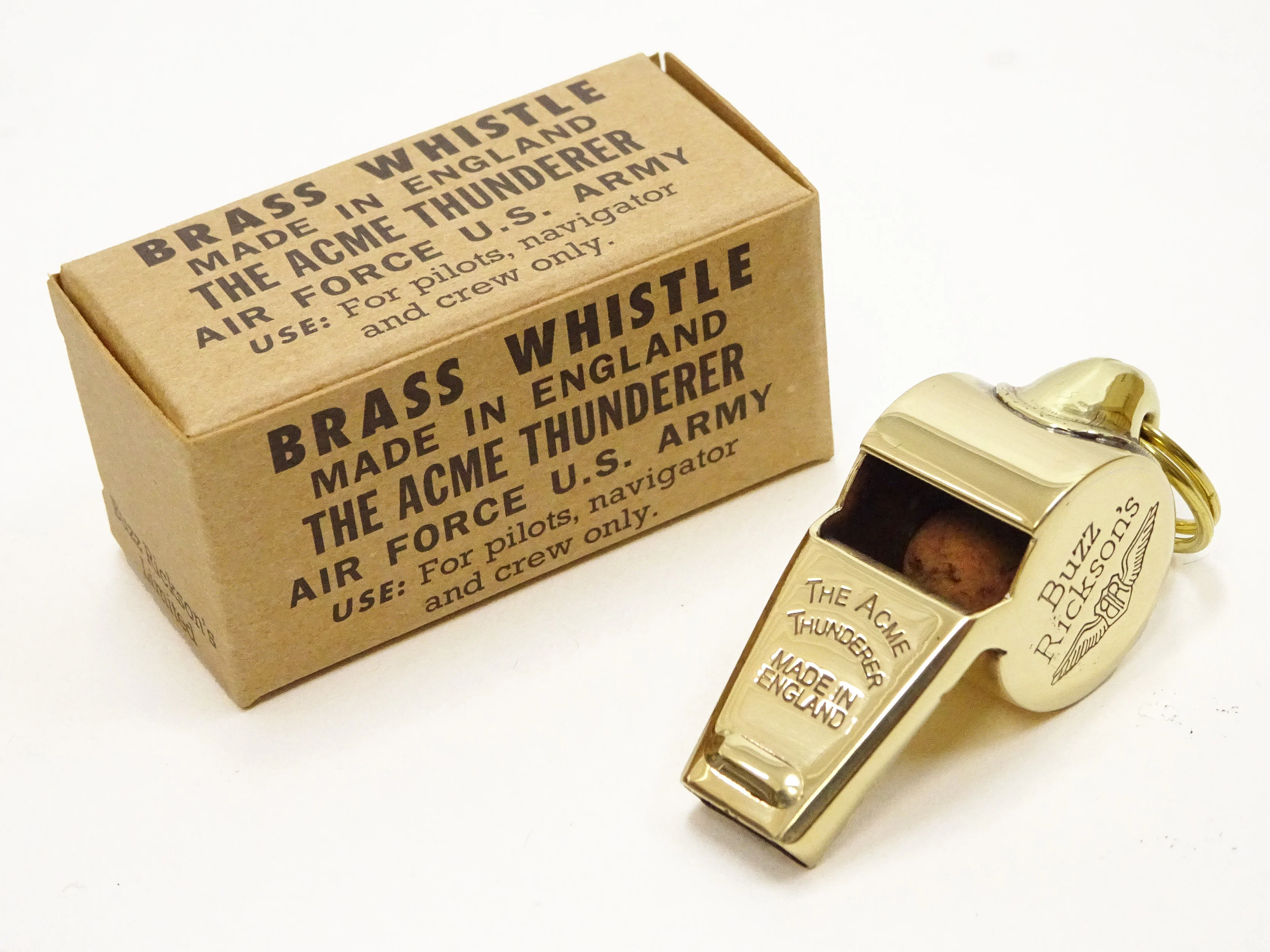 Buzz Rickson Whistle Acme Thunderer WWII Military Air Force Pilot Style Brass Whistle with Split Ring BR02763 - Image 8