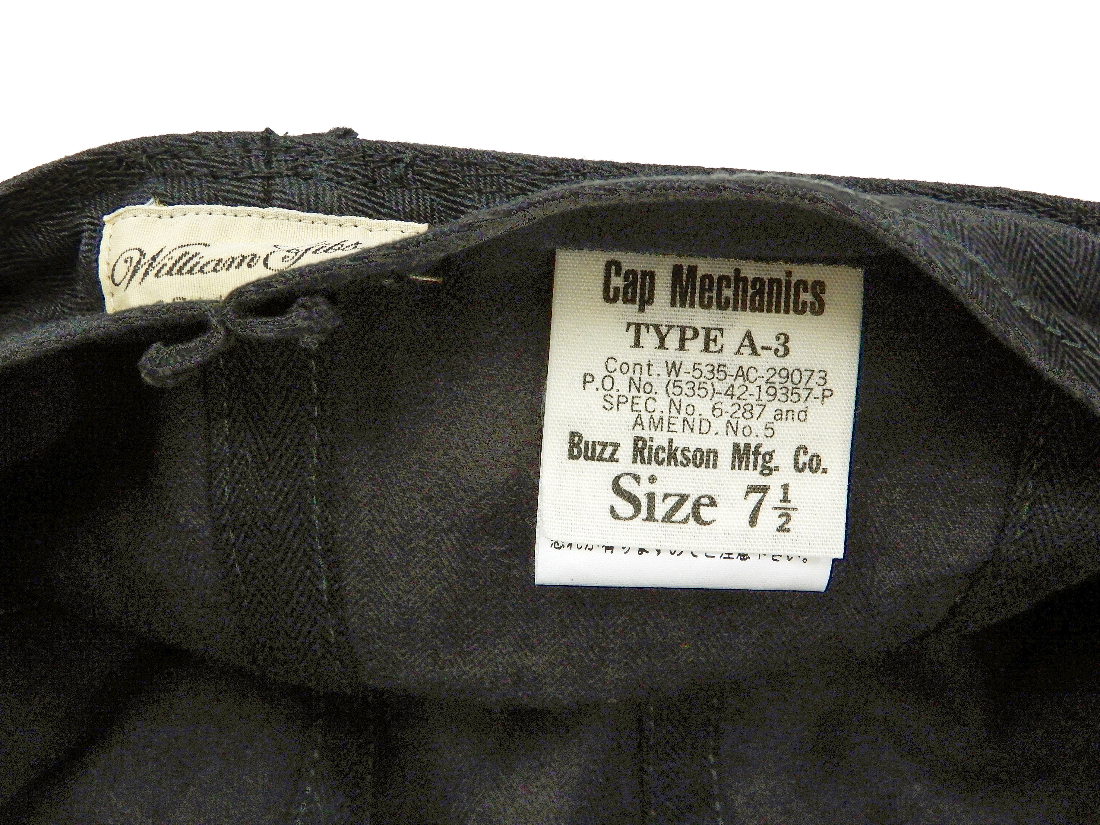 Buzz Rickson William Gibson Men's Army Cap Type A-3 Black Military Hat BR02519 Black - Image 7