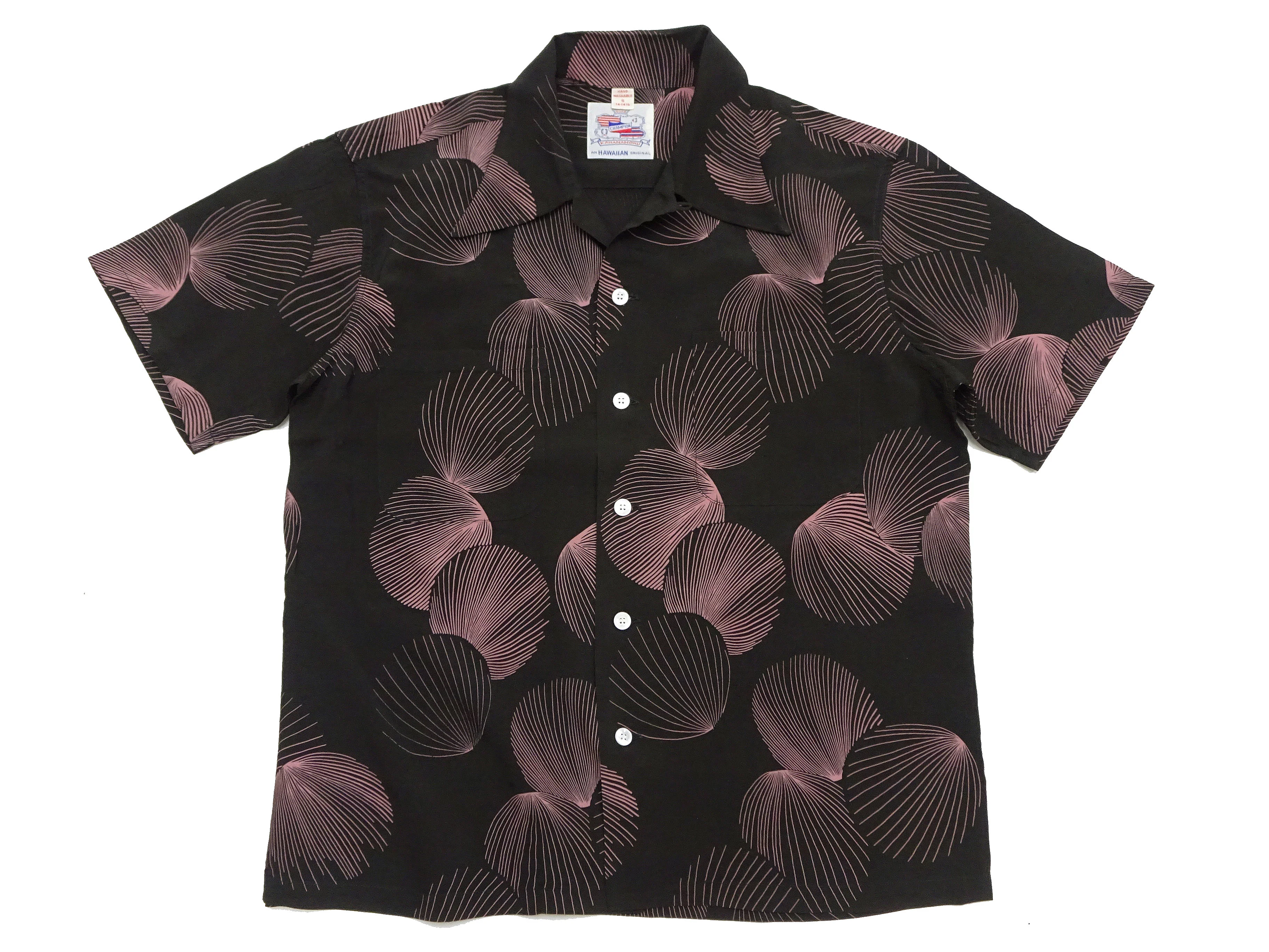 Duke Kahanamoku Hawaiian Shirt Men's 1950s Duke's Shell Reproduction Short-Sleeve Aloha Shirt DK39450 119 Black - Image 6