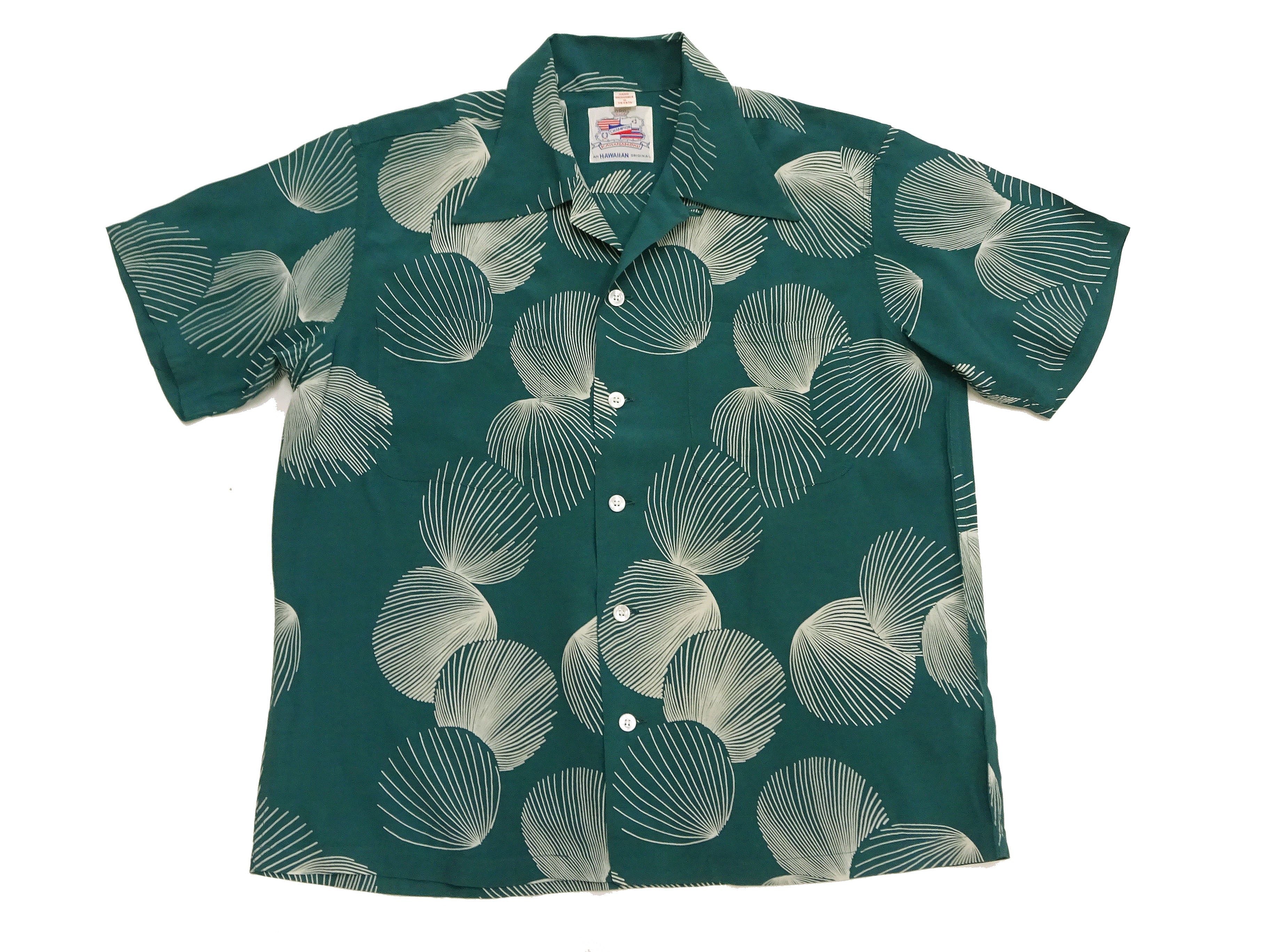 Duke Kahanamoku Hawaiian Shirt Men's 1950s Duke's Shell Reproduction Short-Sleeve Aloha Shirt DK39450 145 Green - Image 6