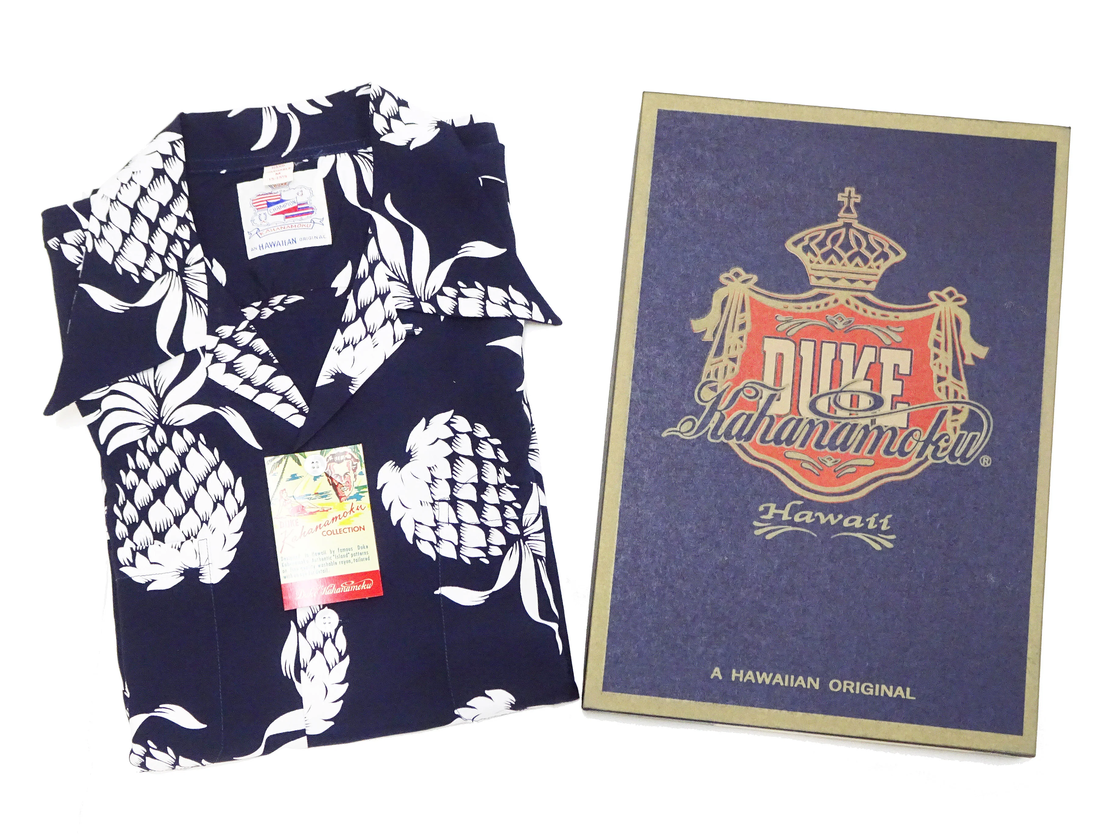 Duke Kahanamoku Hawaiian Shirt Men's Duke's Pineapple Short Sleeve Rayon Aloha Shirt DK36201 128 Navy-Blue - Image 13
