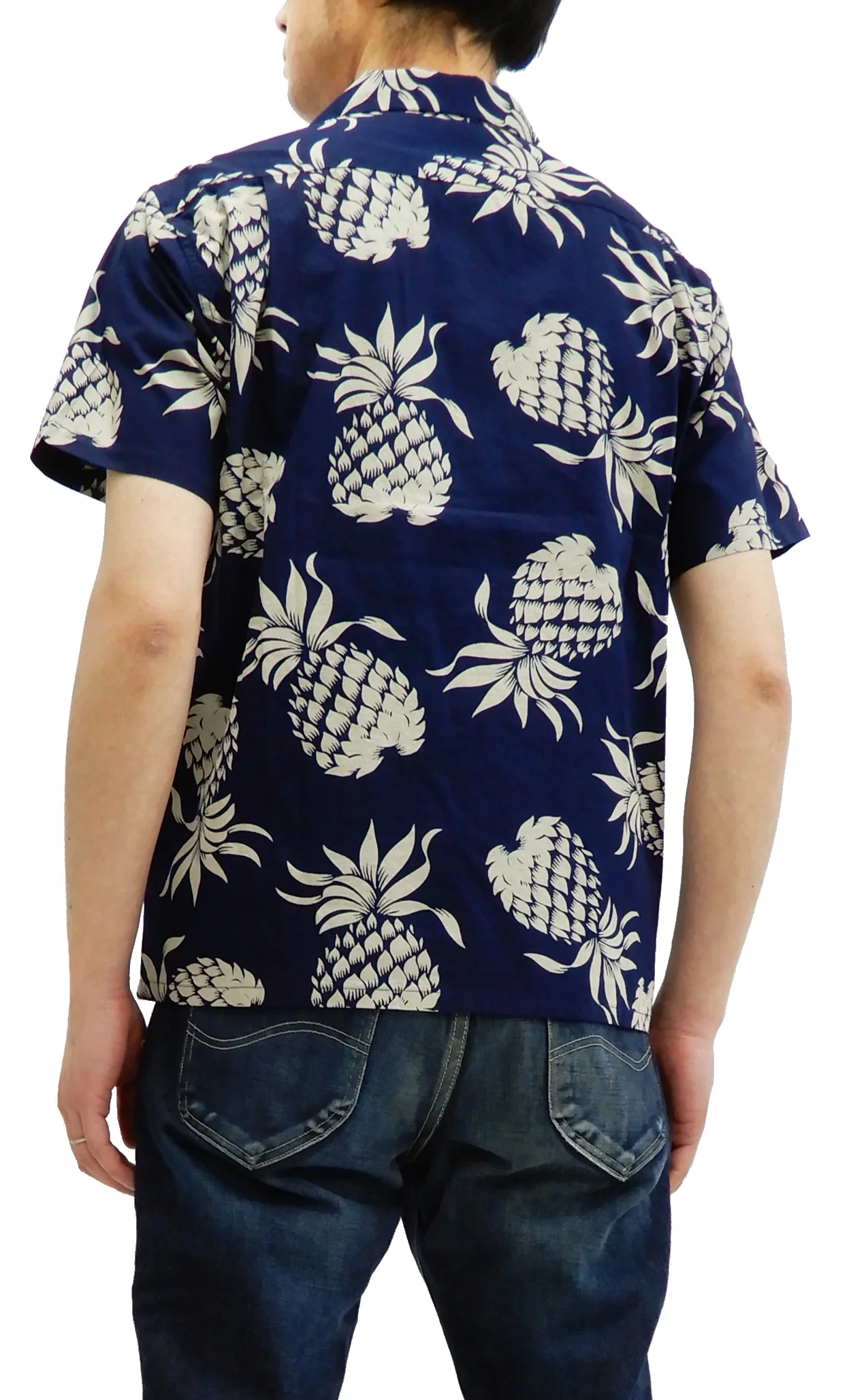 Duke Kahanamoku Men's Cotton Hawaiian Shirt Pineapple Short Sleeve Aloha Shirt DK37811 Navy-Blue - Image 4