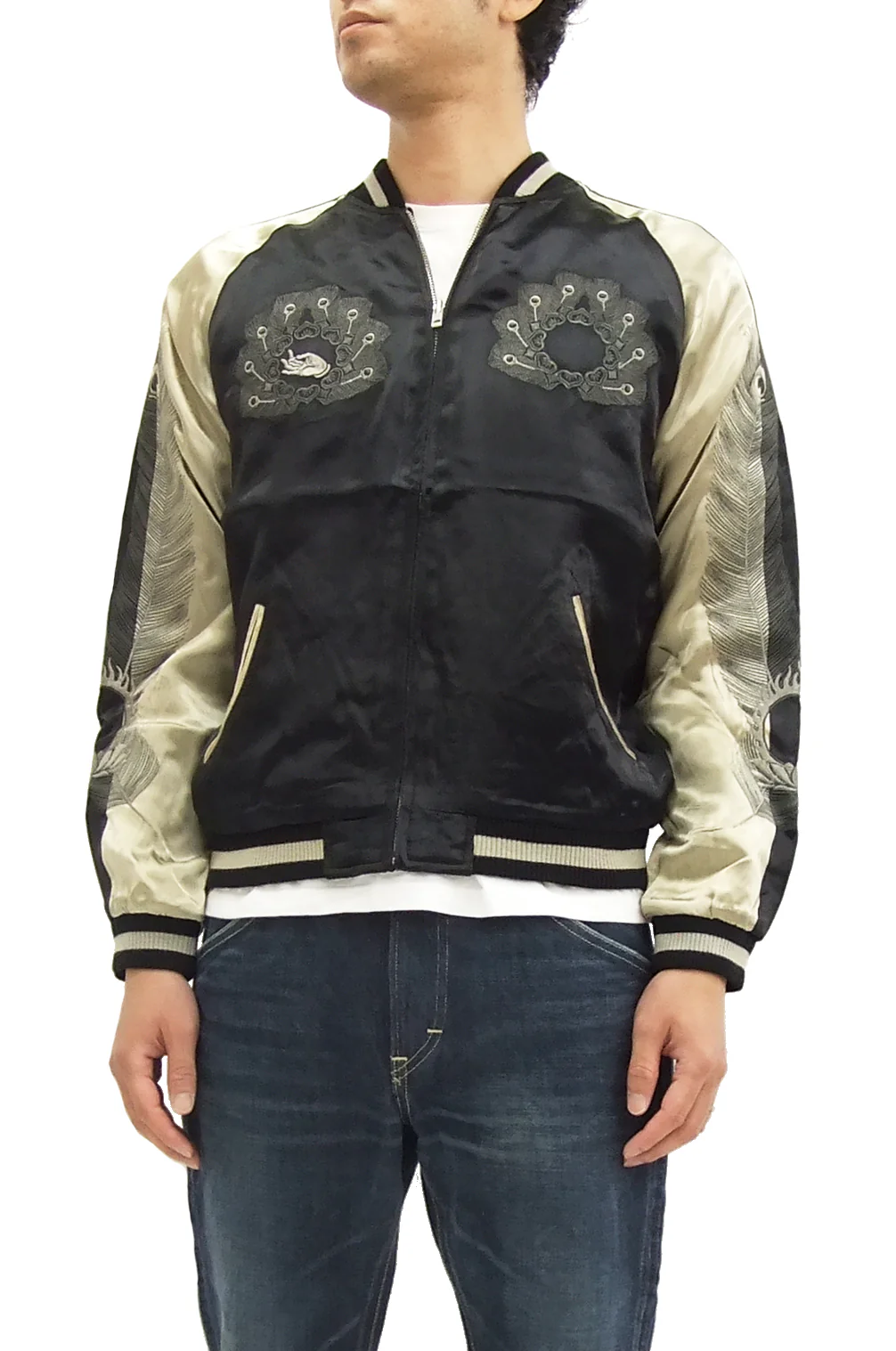 Hanatabi Gakudan Men's Japanese Souvenir Jacket Japanese Buddhism Sukajan Script SSJ-005 - Image 4