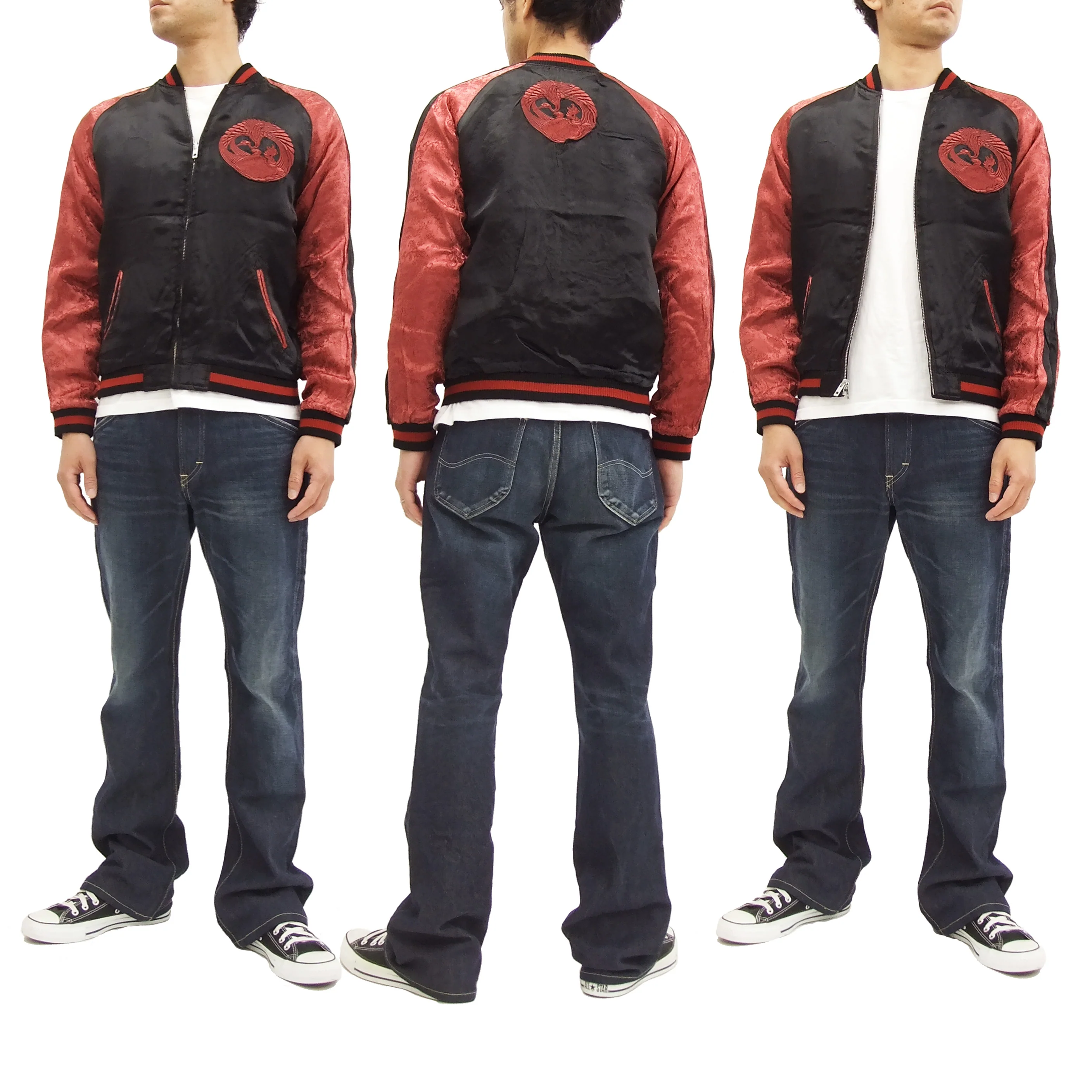 Hanatabi Gakudan Men's Japanese Souvenir Jacket Japanese Buddhism Sukajan Script SSJ-005 - Image 6