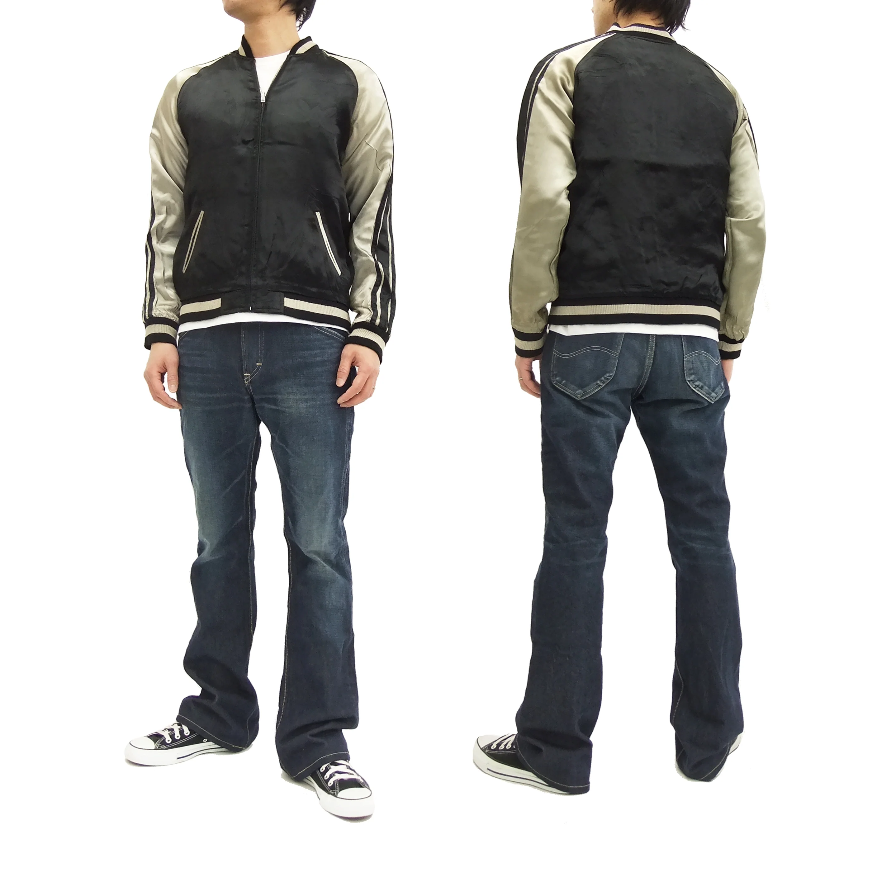 Hanatabi Gakudan Men's Japanese Souvenir Jacket Japanese Buddhism Sukajan Script SSJ-012 - Image 4