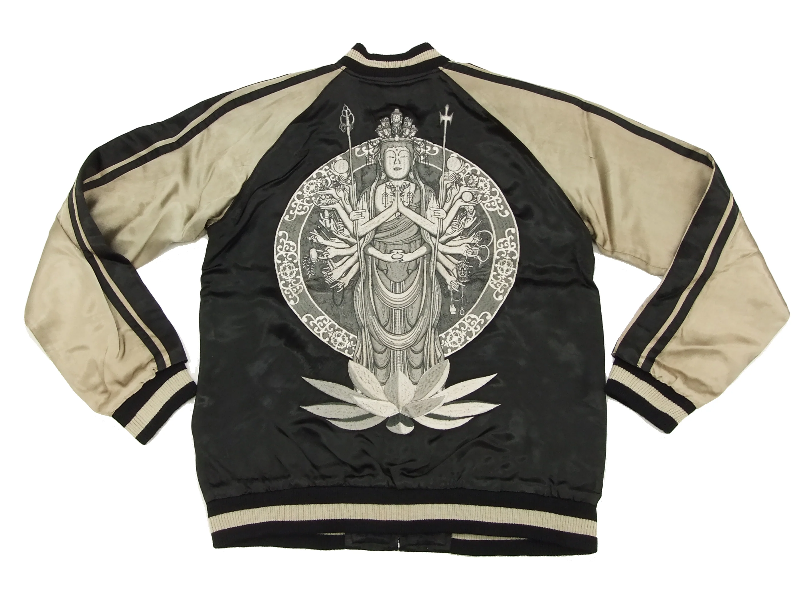 Hanatabi Gakudan Men's Japanese Souvenir Jacket Japanese Buddhism Sukajan Script SSJ-012 - Image 7
