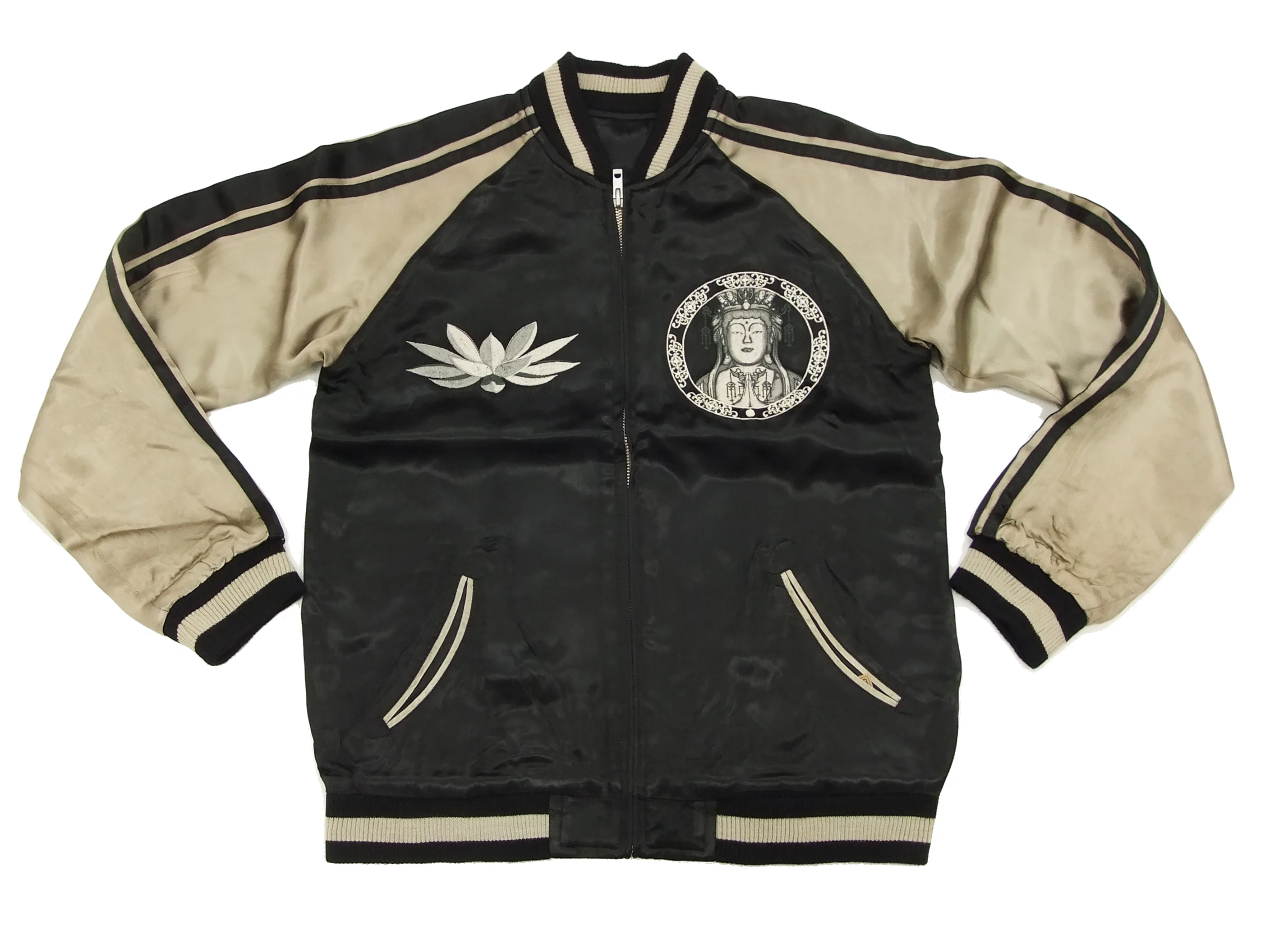 Hanatabi Gakudan Men's Japanese Souvenir Jacket Japanese Buddhism Sukajan Script SSJ-012 - Image 9