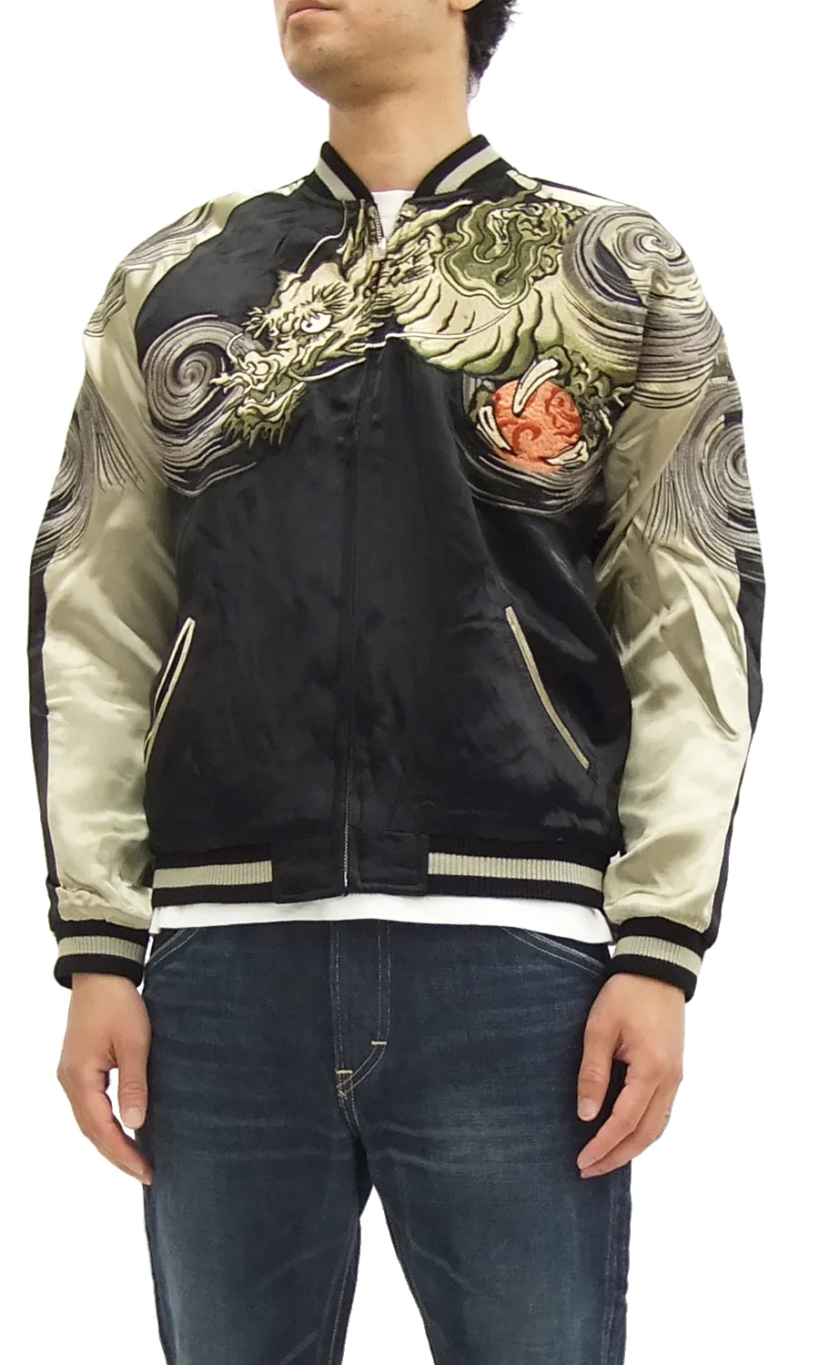 Hanatabi Gakudan Men's Japanese Souvenir Jacket Japanese Dragon Sukajan Script SSJ-001 - Image 6