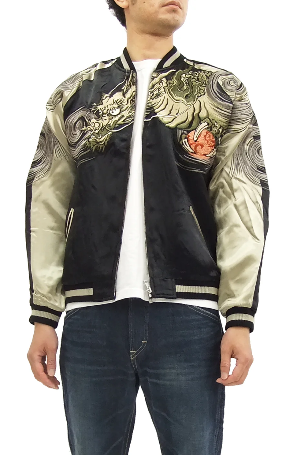 Hanatabi Gakudan Men's Japanese Souvenir Jacket Japanese Dragon Sukajan Script SSJ-001 - Image 7