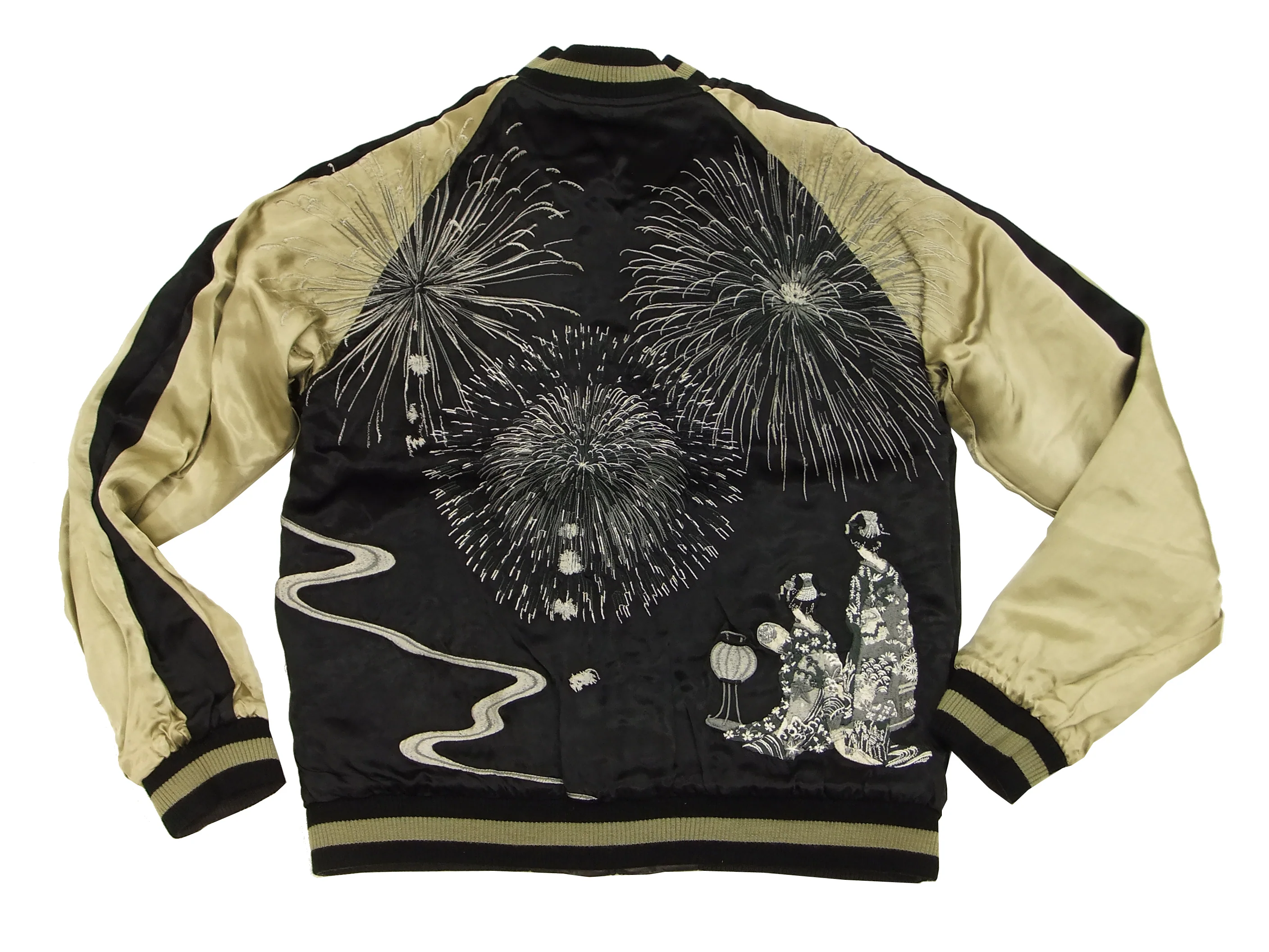 Hanatabi Gakudan Men's Japanese Souvenir Jacket Japanese Fireworks Sukajan Script SKJ-142 - Image 10