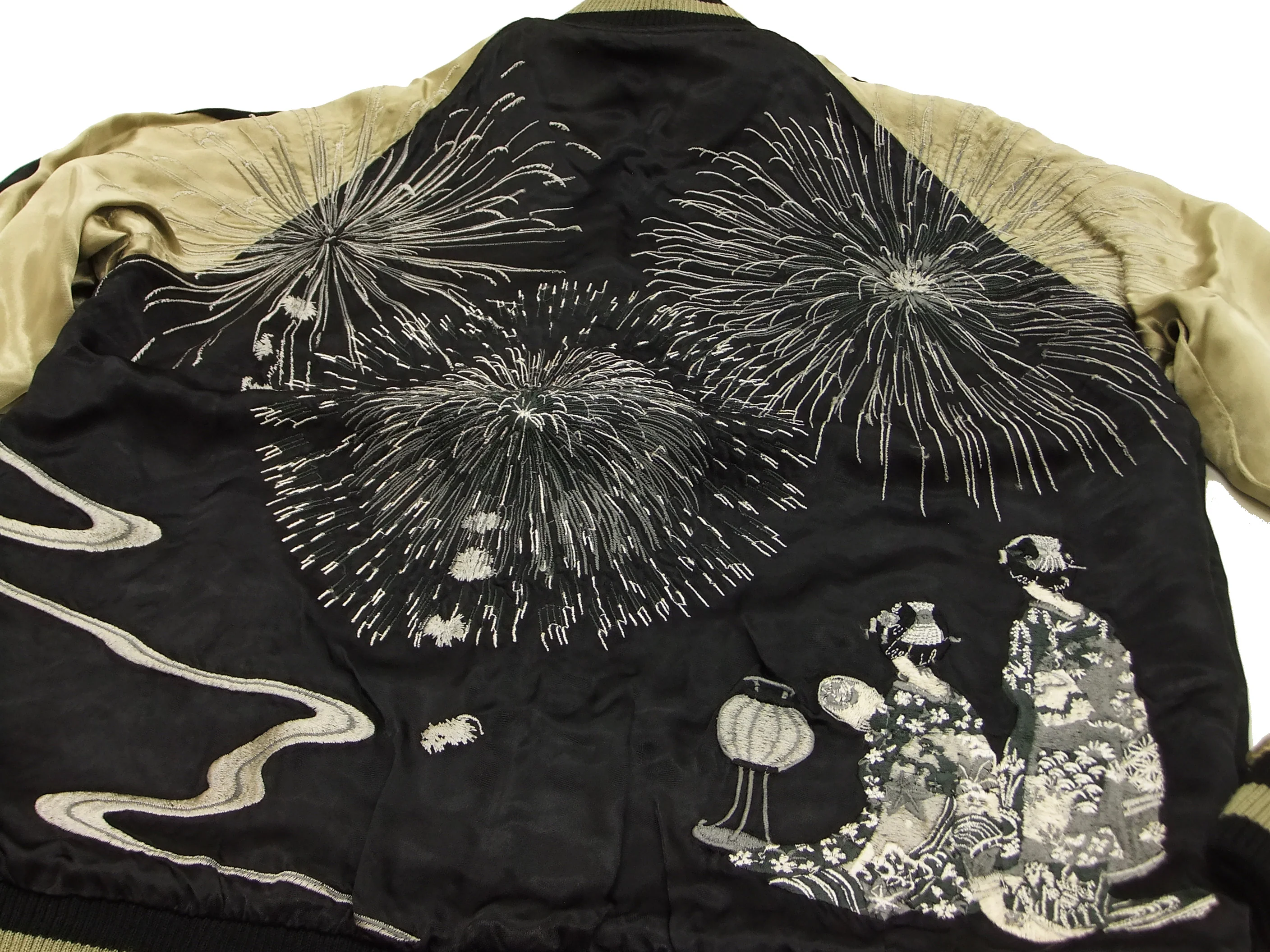Hanatabi Gakudan Men's Japanese Souvenir Jacket Japanese Fireworks Sukajan Script SKJ-142 - Image 11