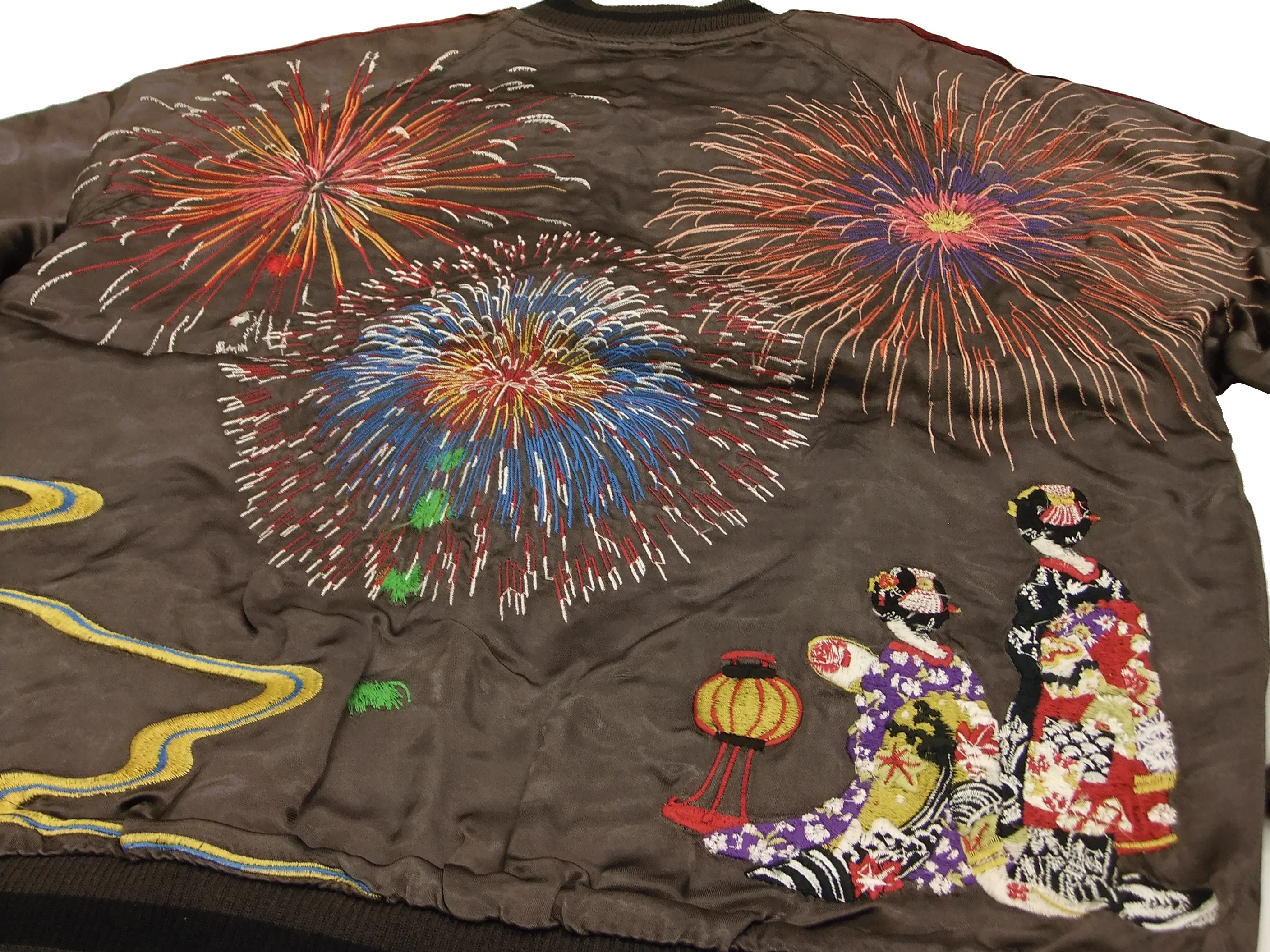 Hanatabi Gakudan Men's Japanese Souvenir Jacket Japanese Fireworks Sukajan Script SKJ-142 - Image 6
