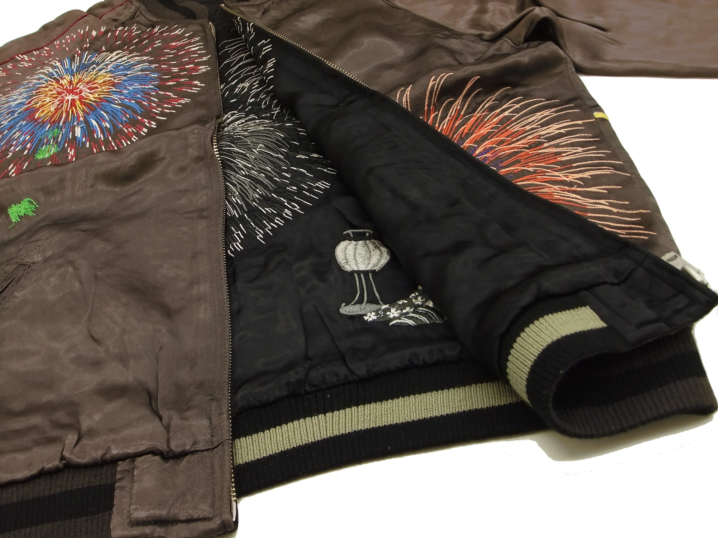 Hanatabi Gakudan Men's Japanese Souvenir Jacket Japanese Fireworks Sukajan Script SKJ-142 - Image 9