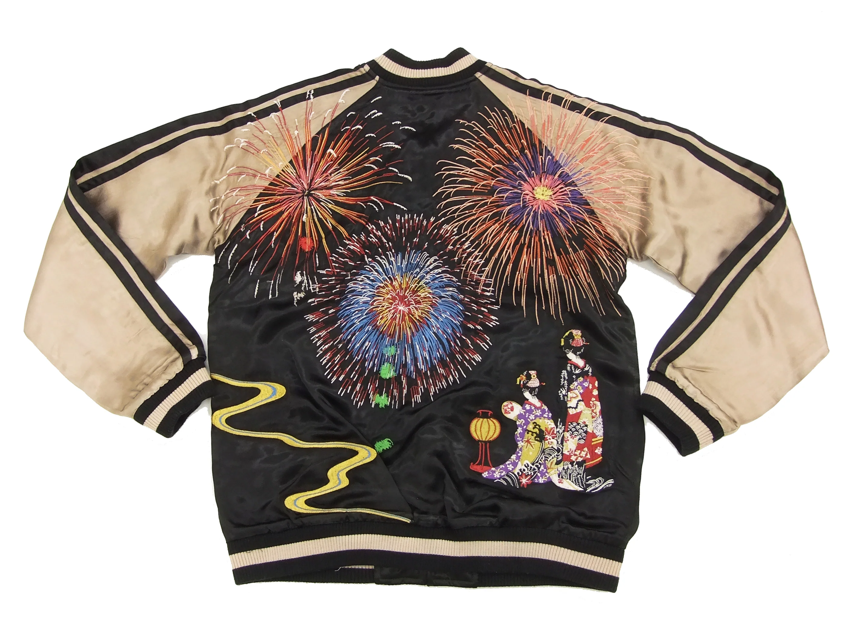 Hanatabi Gakudan Men's Japanese Souvenir Jacket Japanese Fireworks Sukajan Script SSJ-508 - Image 7
