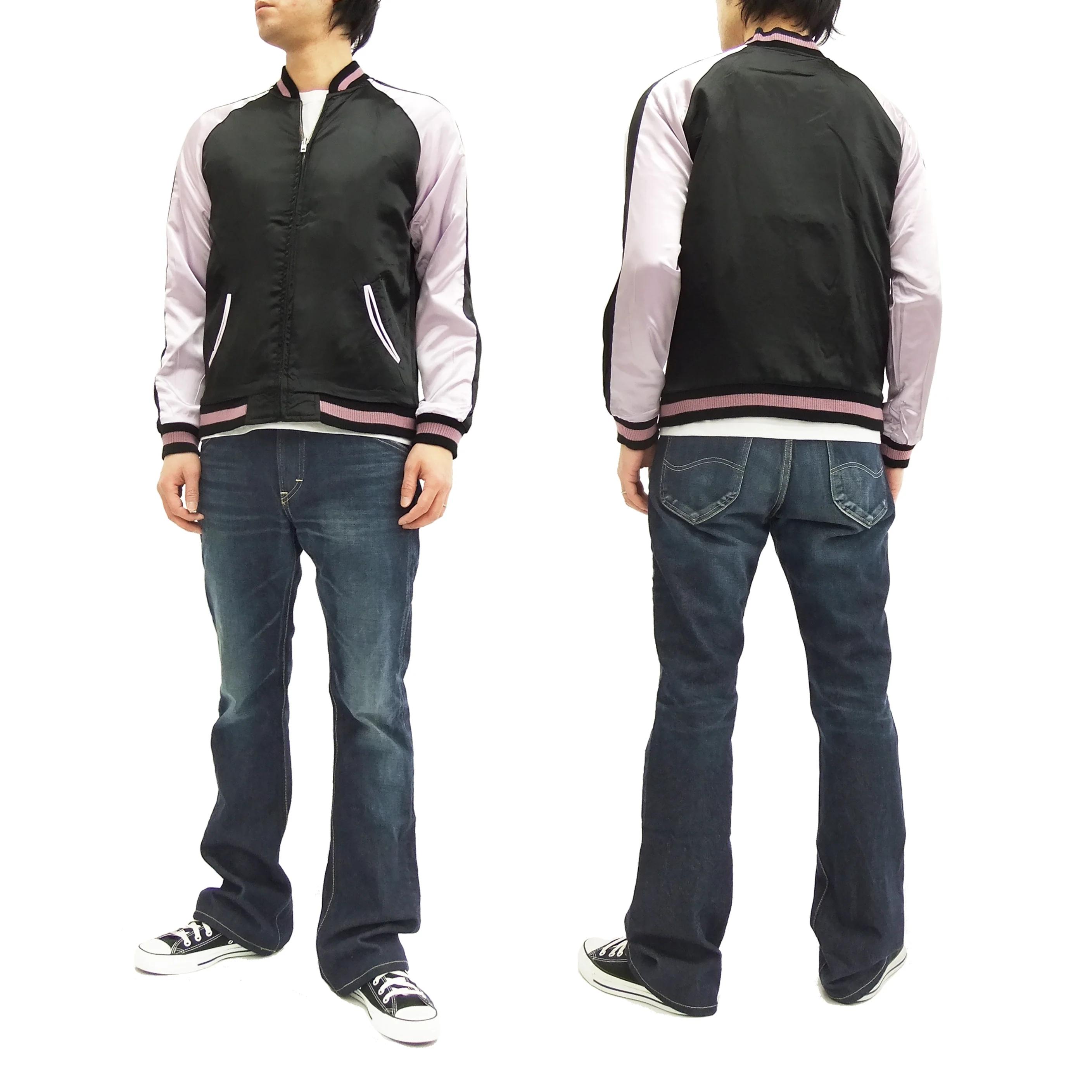 Hanatabi Gakudan Men's Japanese Souvenir Jacket Japanese Geisha Oiran Sukajan Script SSJ-505 - Image 5