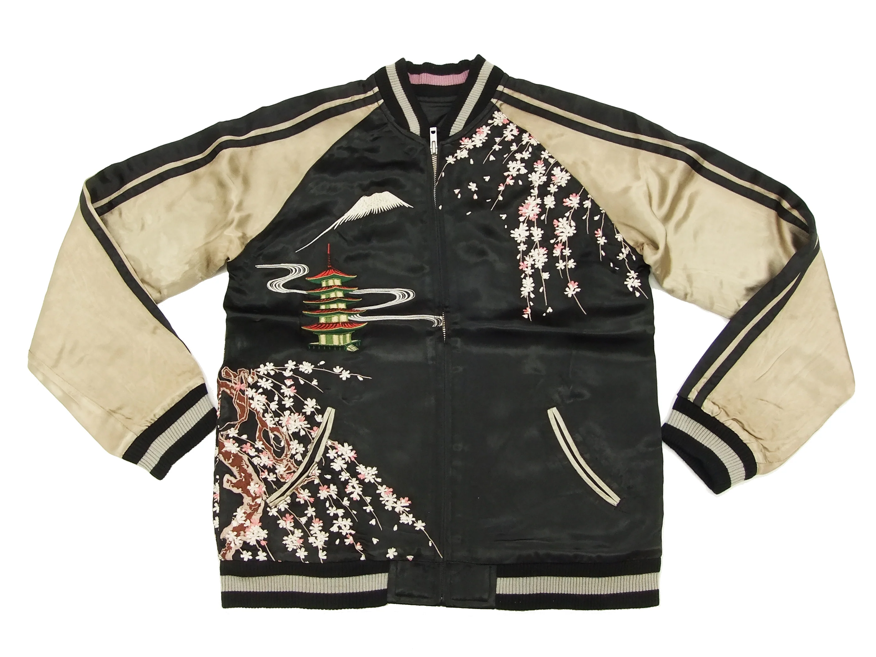 Hanatabi Gakudan Men's Japanese Souvenir Jacket Japanese Geisha Oiran Sukajan Script SSJ-505 - Image 9