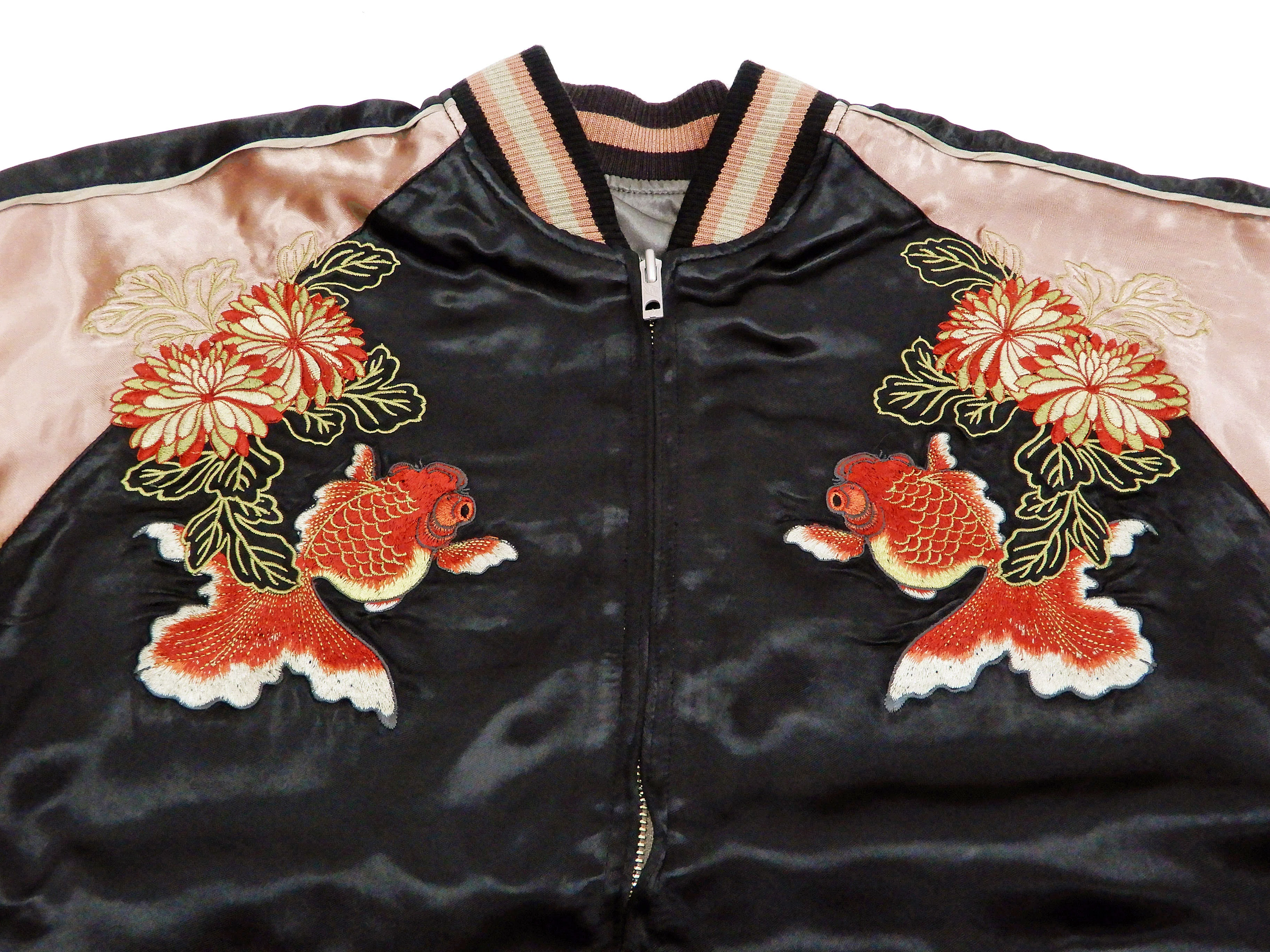 Hanatabi Gakudan Men's Japanese Souvenir Jacket Japanese Goldfish Art Sukajan Script SSJ-517 - Image 10