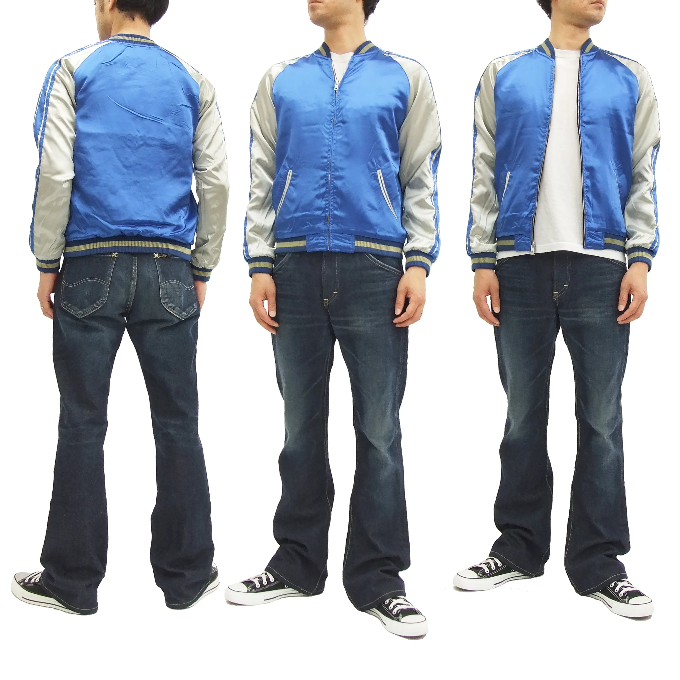 Hanatabi Gakudan Men's Japanese Souvenir Jacket Japanese Goldfish Sukajan Script SSJ-501 - Image 4