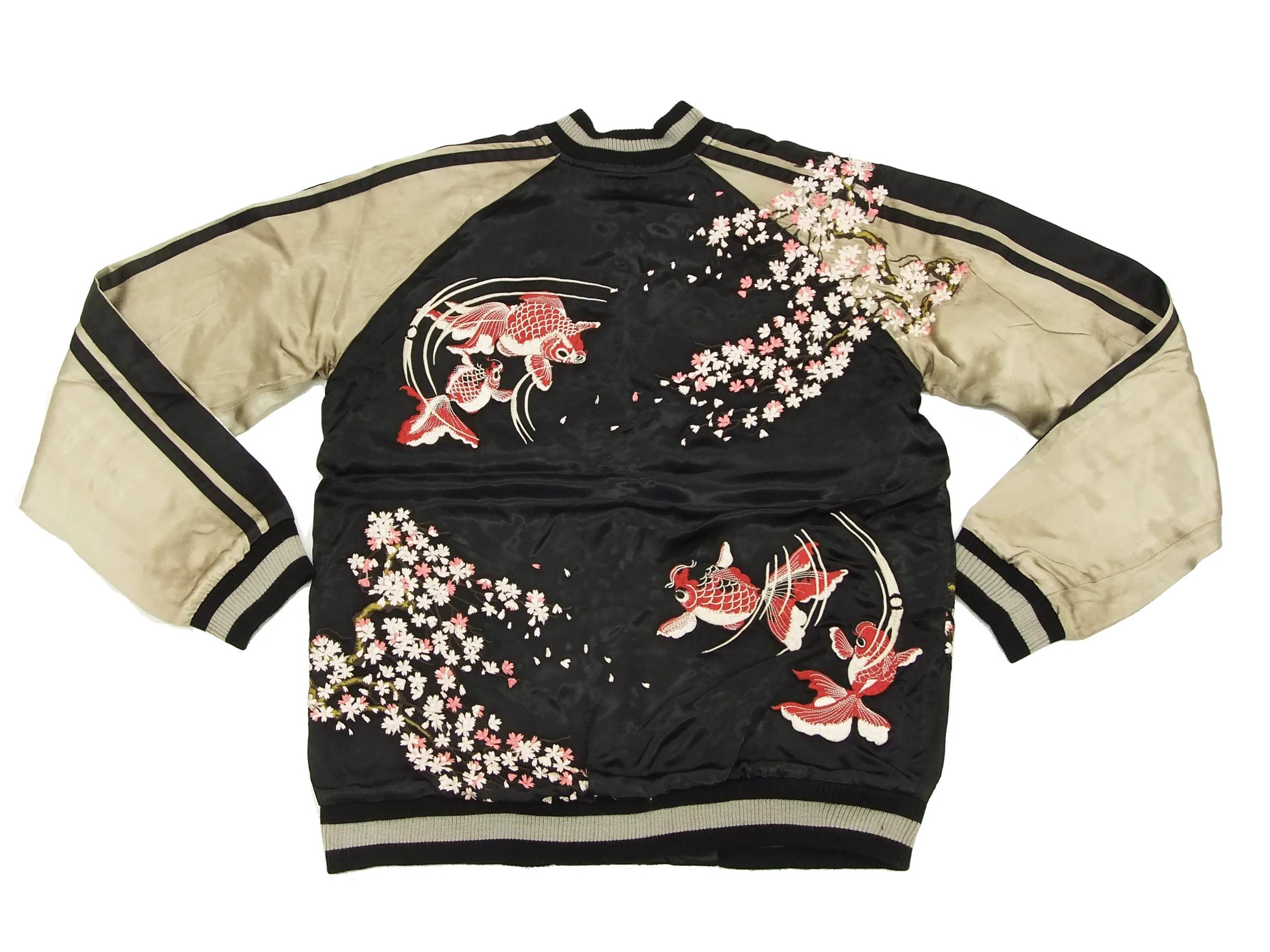 Hanatabi Gakudan Men's Japanese Souvenir Jacket Japanese goldfish Sukajan Script SSJ-502 - Image 10