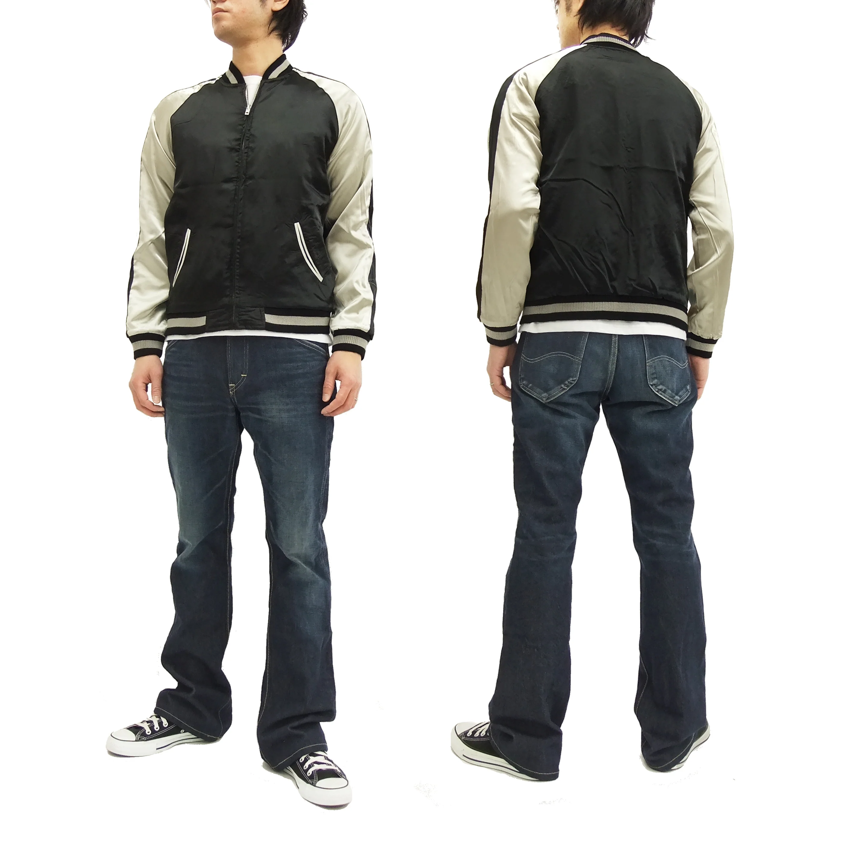 Hanatabi Gakudan Men's Japanese Souvenir Jacket Japanese goldfish Sukajan Script SSJ-502 - Image 4