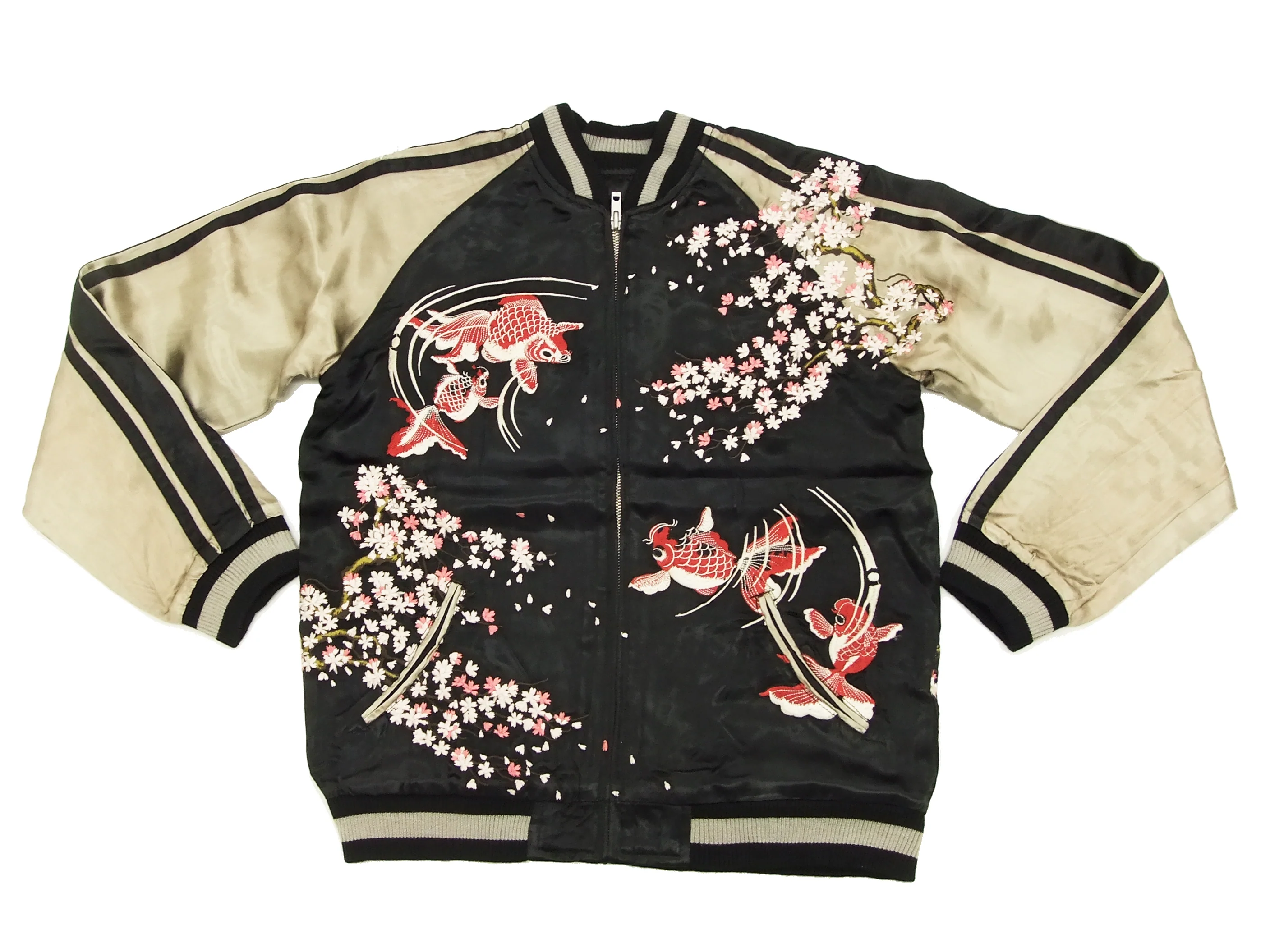 Hanatabi Gakudan Men's Japanese Souvenir Jacket Japanese goldfish Sukajan Script SSJ-502 - Image 7