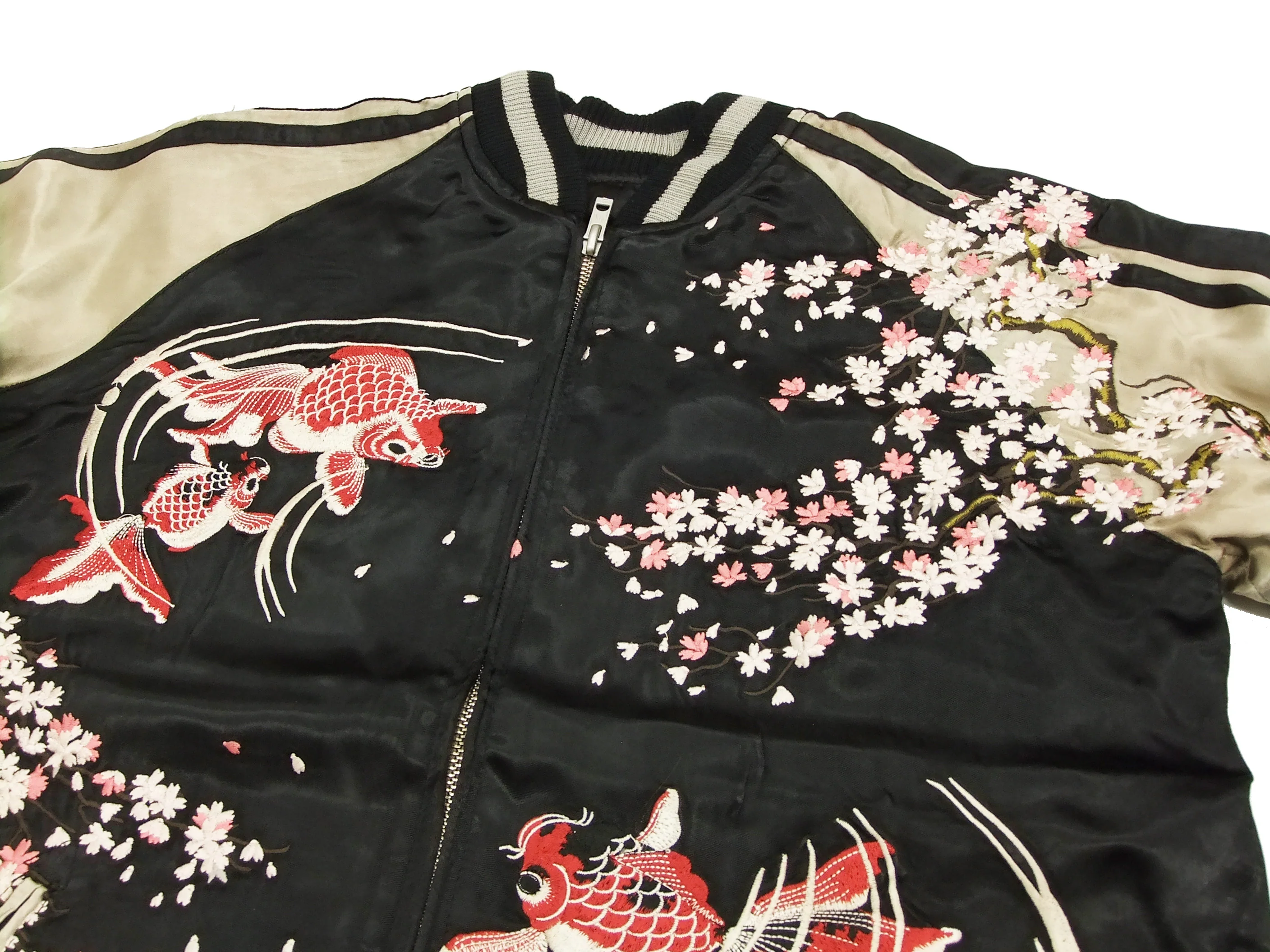 Hanatabi Gakudan Men's Japanese Souvenir Jacket Japanese goldfish Sukajan Script SSJ-502 - Image 8