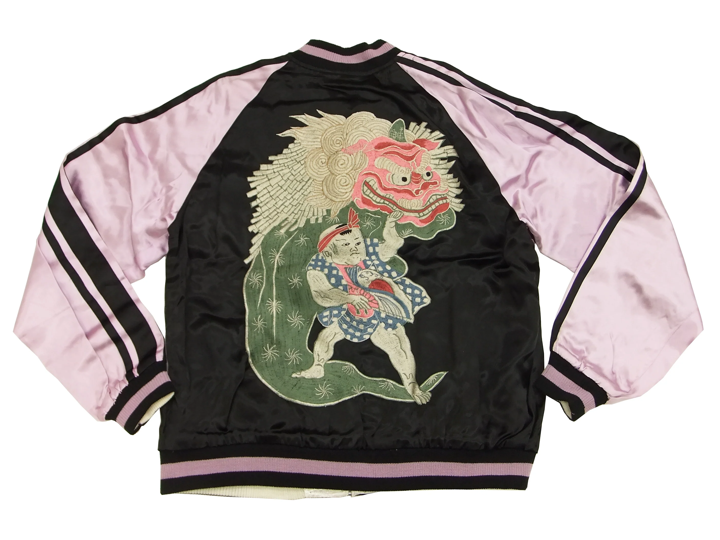 Hanatabi Gakudan Men's Japanese Souvenir Jacket Japanese Lion Dance Sukajan Script SJ-601 - Image 5