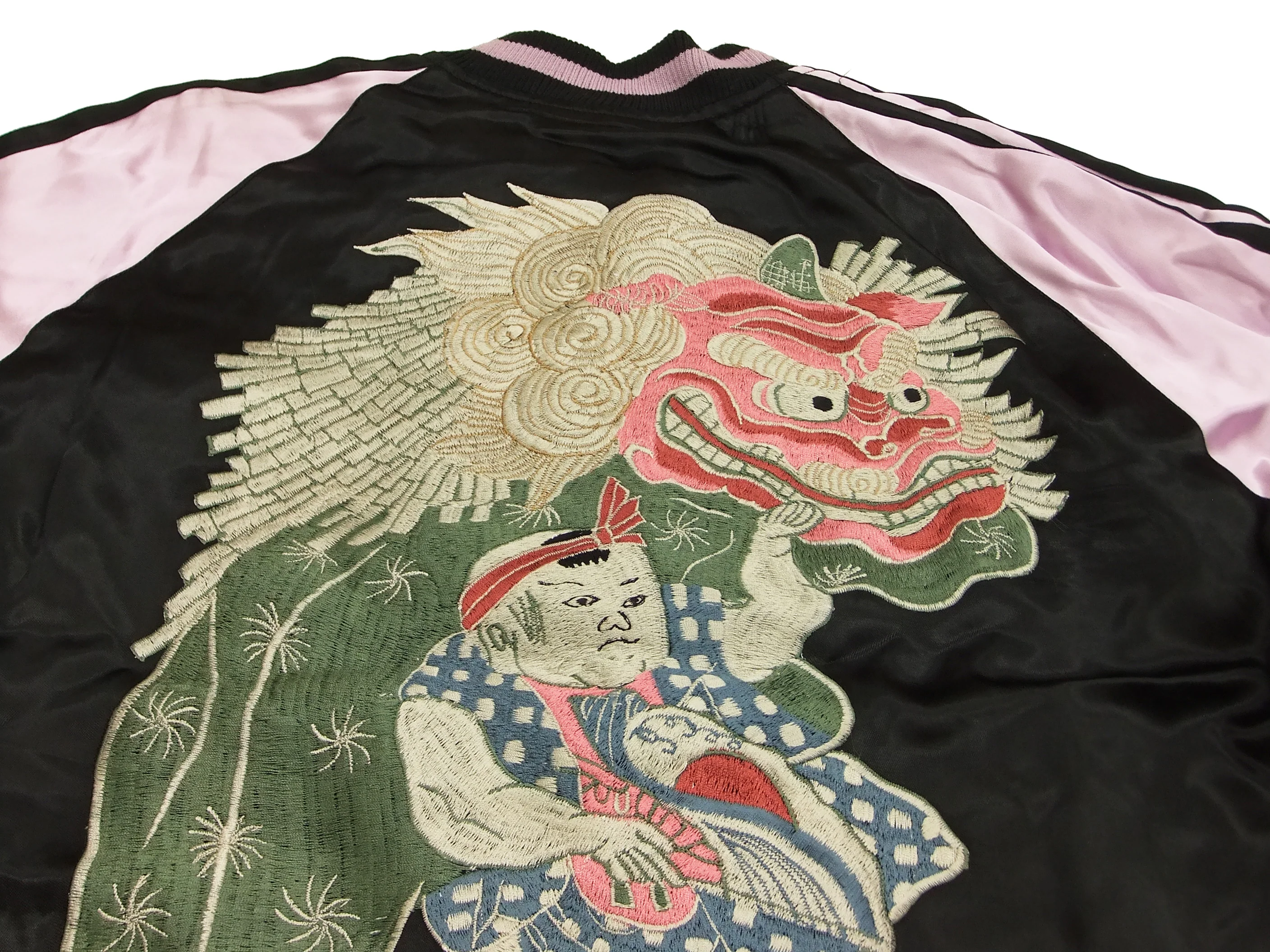 Hanatabi Gakudan Men's Japanese Souvenir Jacket Japanese Lion Dance Sukajan Script SJ-601 - Image 6