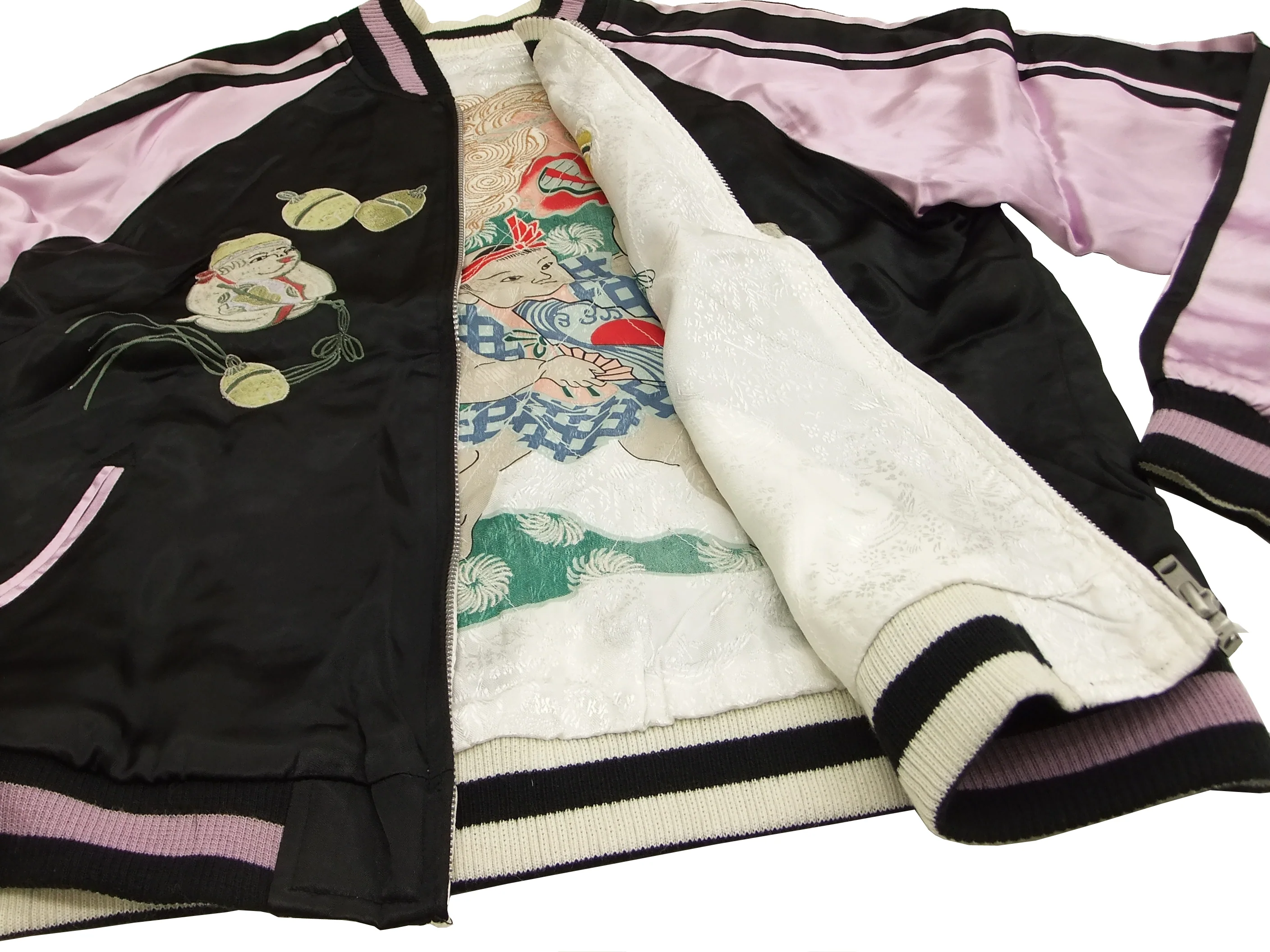 Hanatabi Gakudan Men's Japanese Souvenir Jacket Japanese Lion Dance Sukajan Script SJ-601 - Image 9