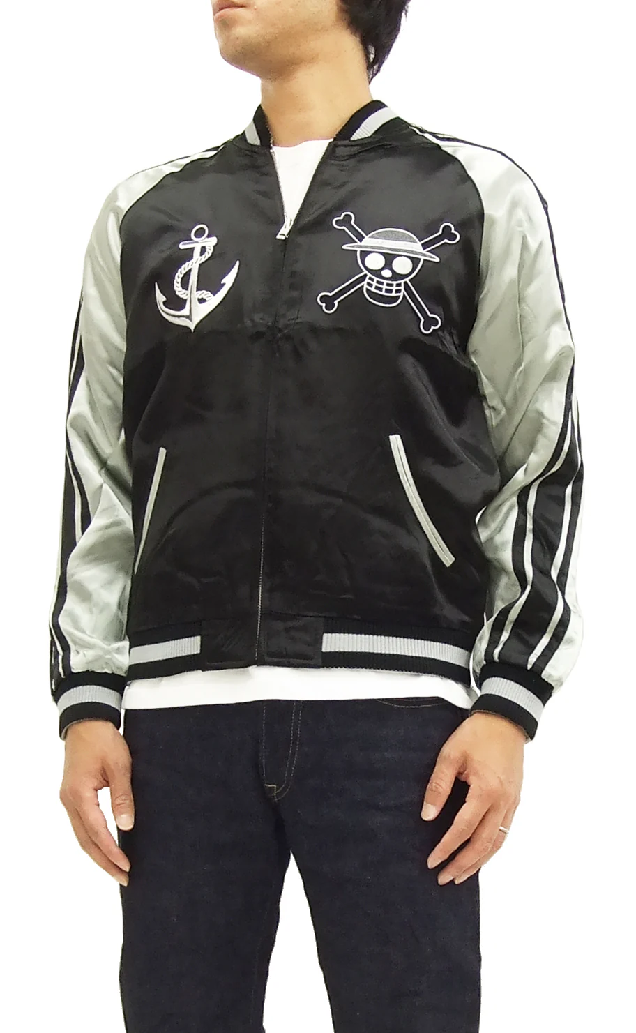 Hanatabi Gakudan Men's Japanese Souvenir Jacket Japanese ONE PIECE Sukajan Script OPSJ-001 Black - Image 5