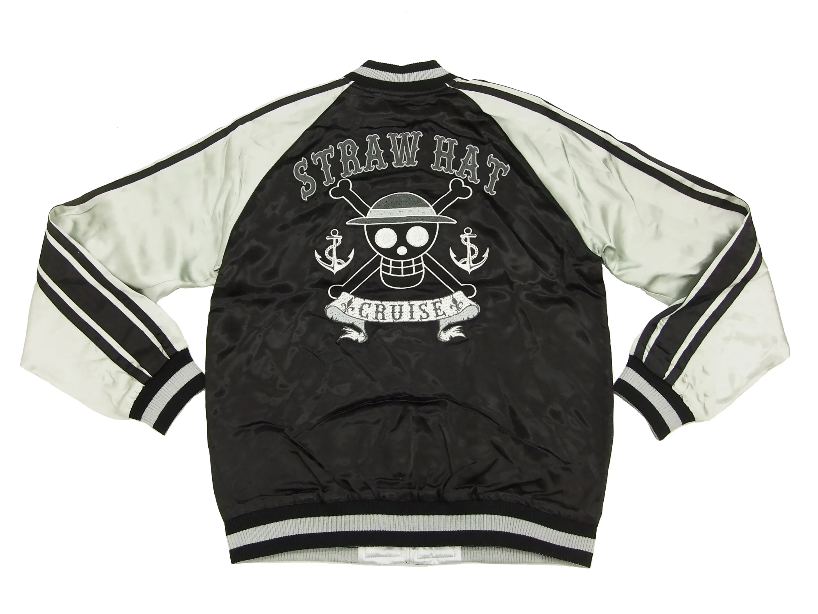 Hanatabi Gakudan Men's Japanese Souvenir Jacket Japanese ONE PIECE Sukajan Script OPSJ-001 Black - Image 8