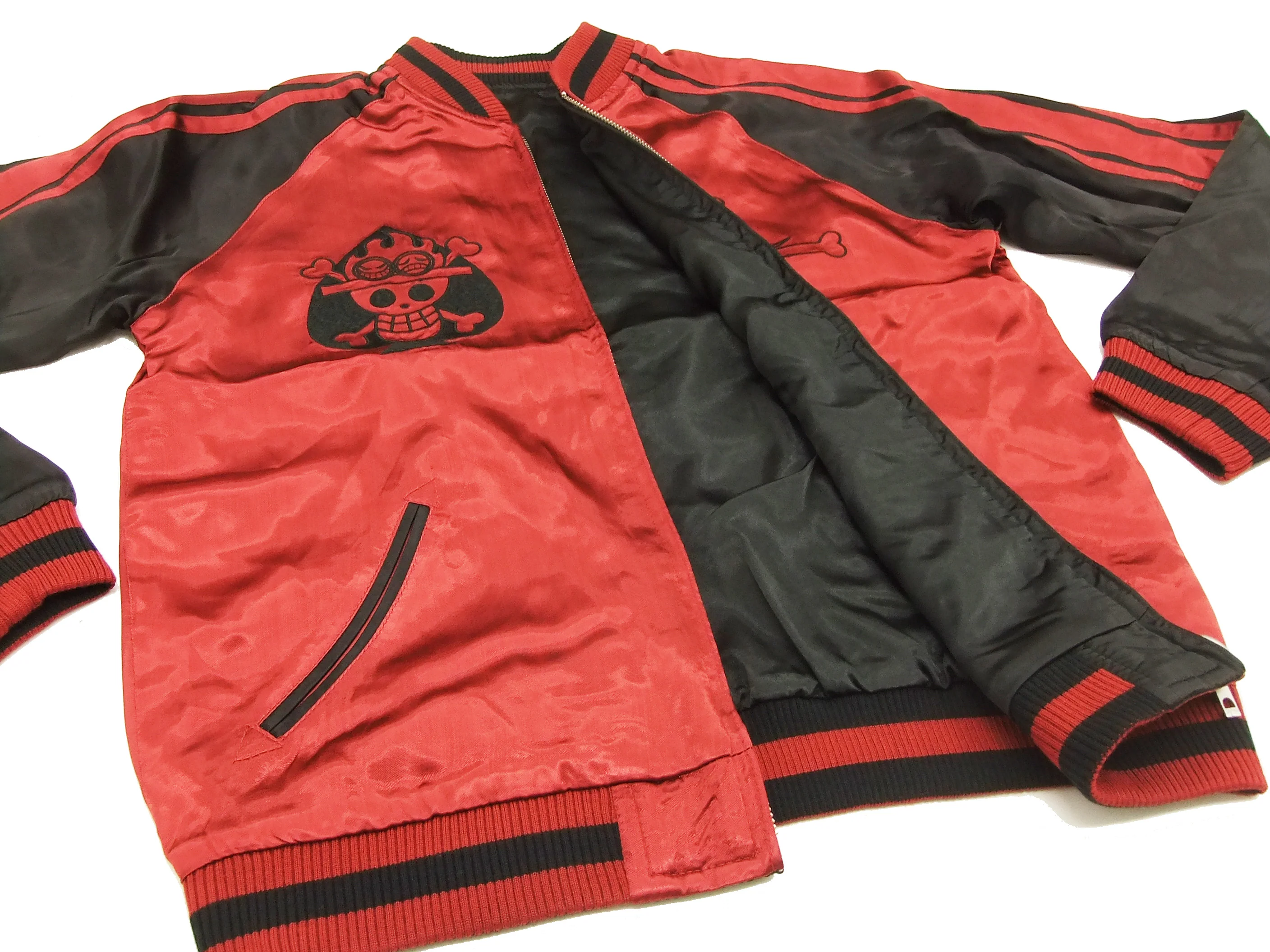Hanatabi Gakudan Men's Japanese Souvenir Jacket Japanese ONE PIECE Sukajan Script OPSJ-002 Red - Image 14