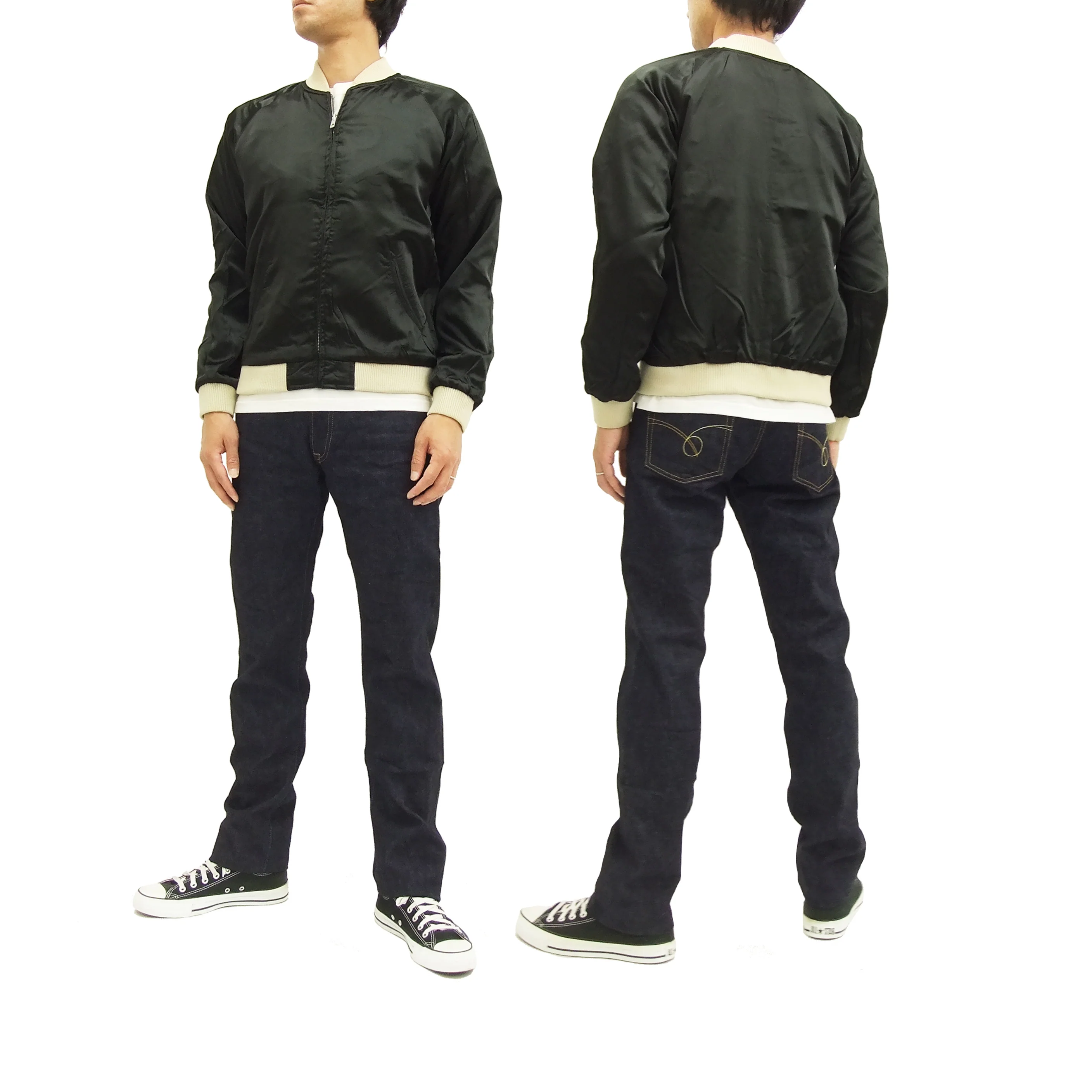 Hanatabi Gakudan Men's Japanese Souvenir Jacket Japanese ONE PIECE Sukajan Script OPSJ-003 Black - Image 6