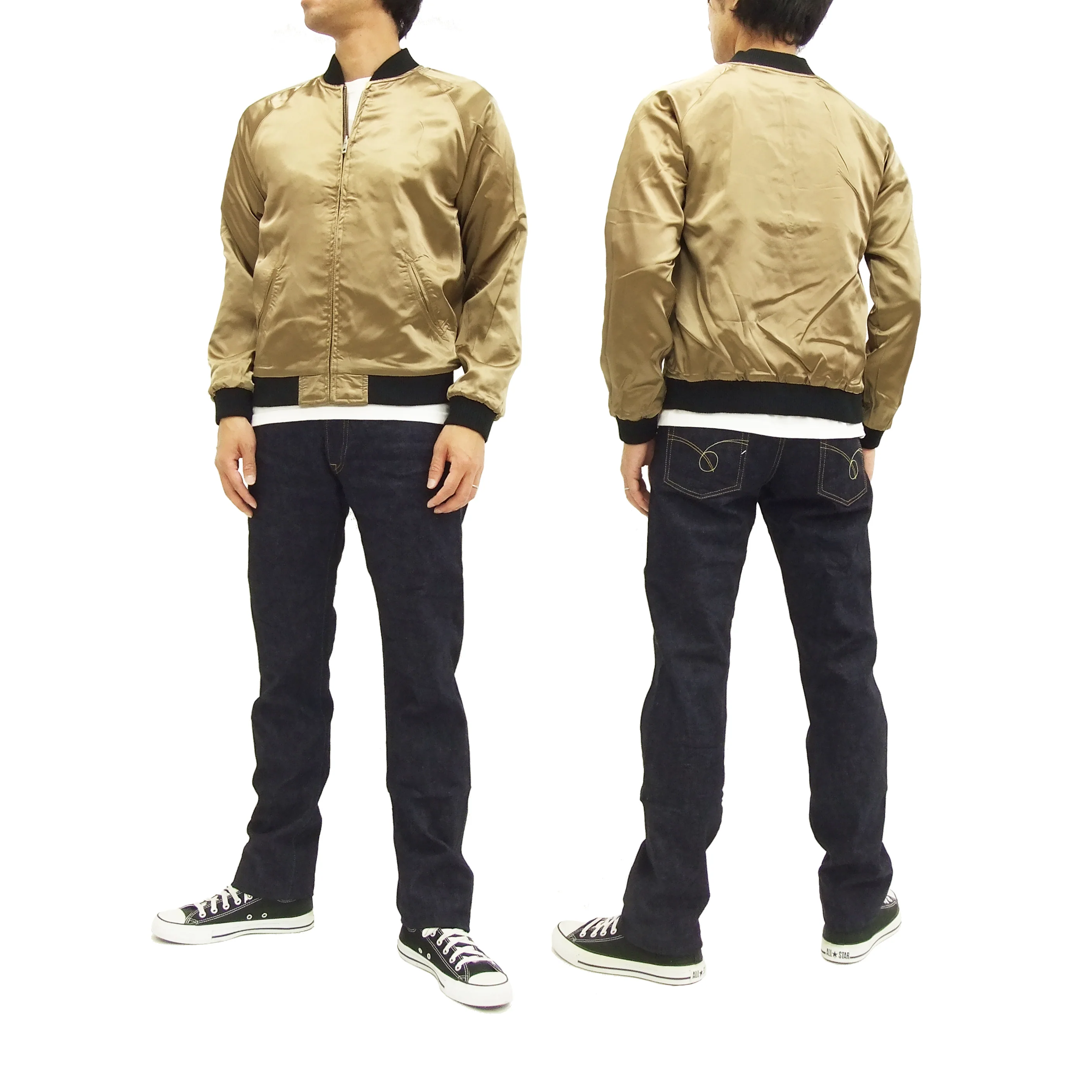 Hanatabi Gakudan Men's Japanese Souvenir Jacket Japanese ONE PIECE Sukajan Script OPSJ-003 Brown - Image 6