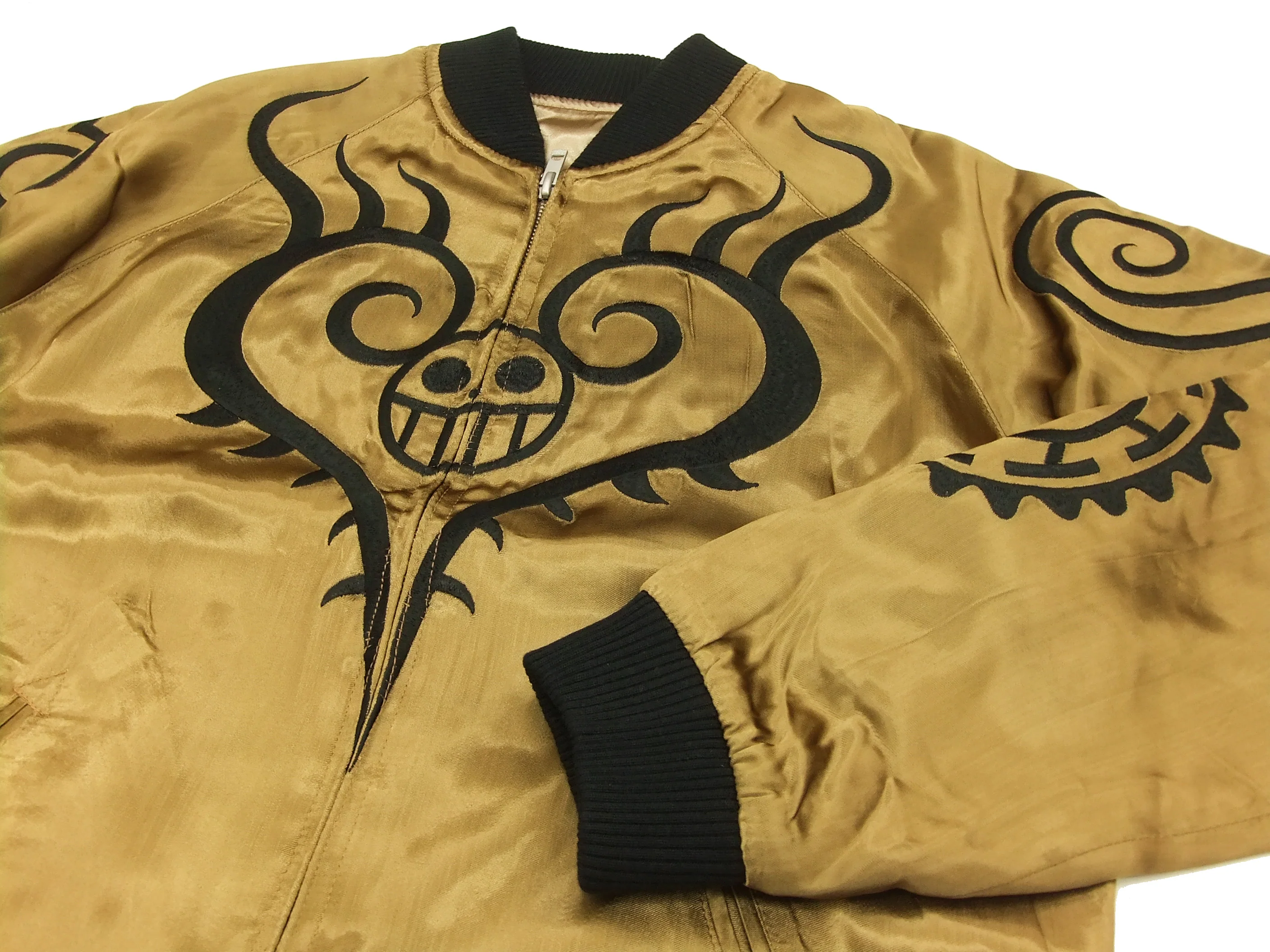 Hanatabi Gakudan Men's Japanese Souvenir Jacket Japanese ONE PIECE Sukajan Script OPSJ-003 Brown - Image 9