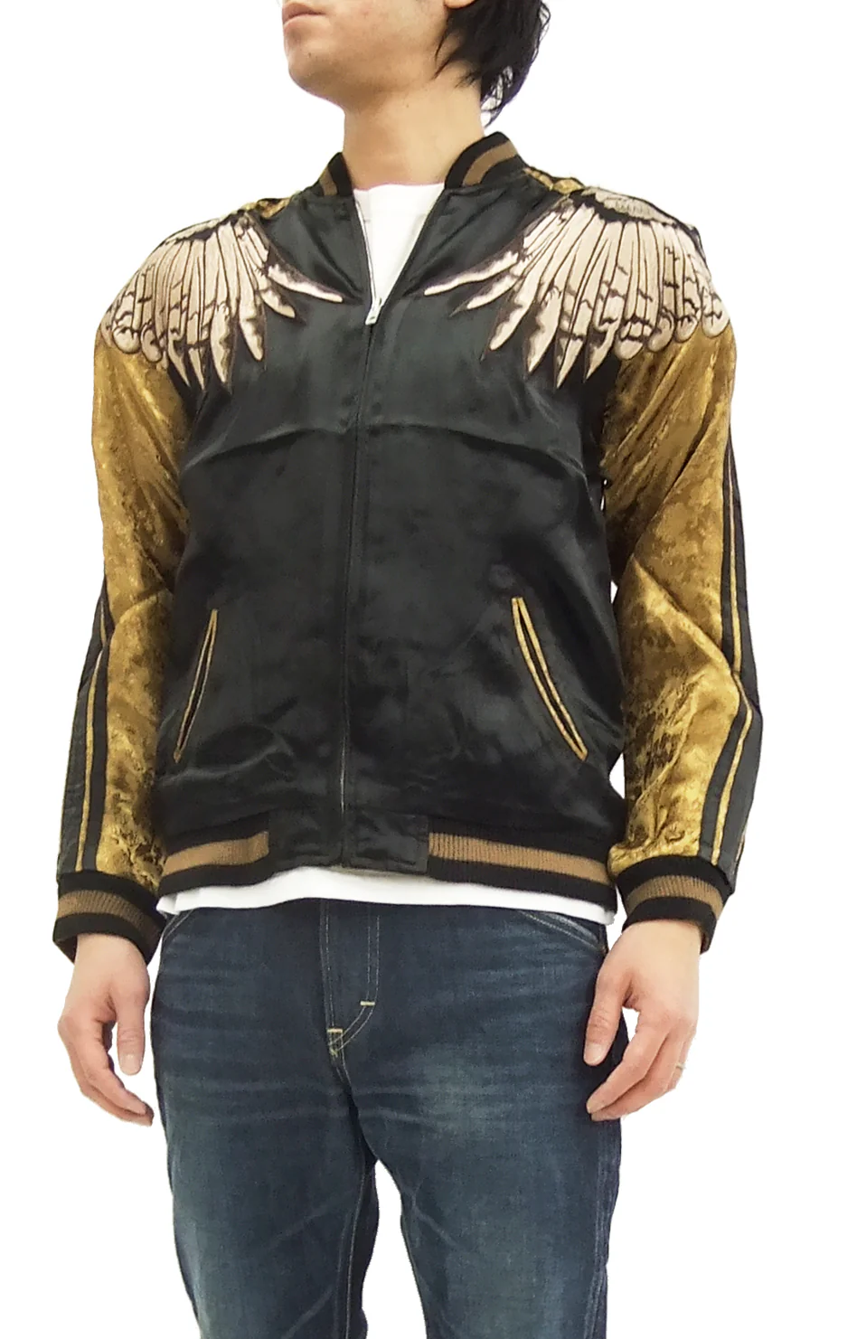 Hanatabi Gakudan Men's Japanese Souvenir Jacket Japanese Owl Sukajan Script SSJ-009 - Image 4