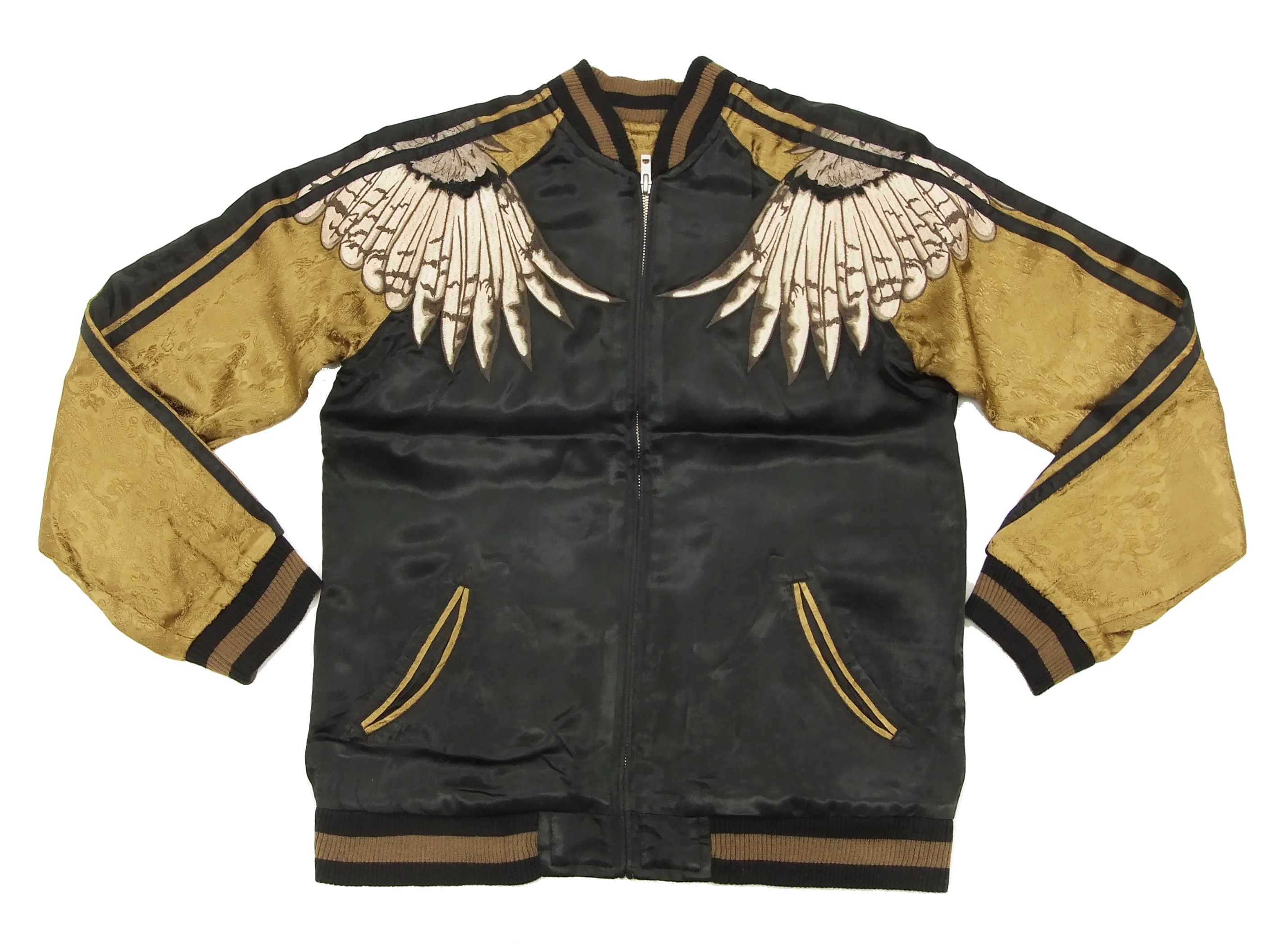 Hanatabi Gakudan Men's Japanese Souvenir Jacket Japanese Owl Sukajan Script SSJ-009 - Image 9