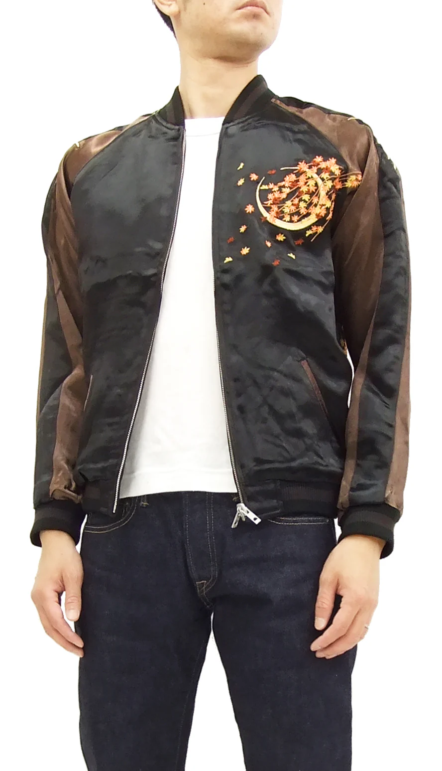 Hanatabi Gakudan Men's Japanese Souvenir Jacket Japanese Owl Sukajan Script SSJ-023 - Image 5