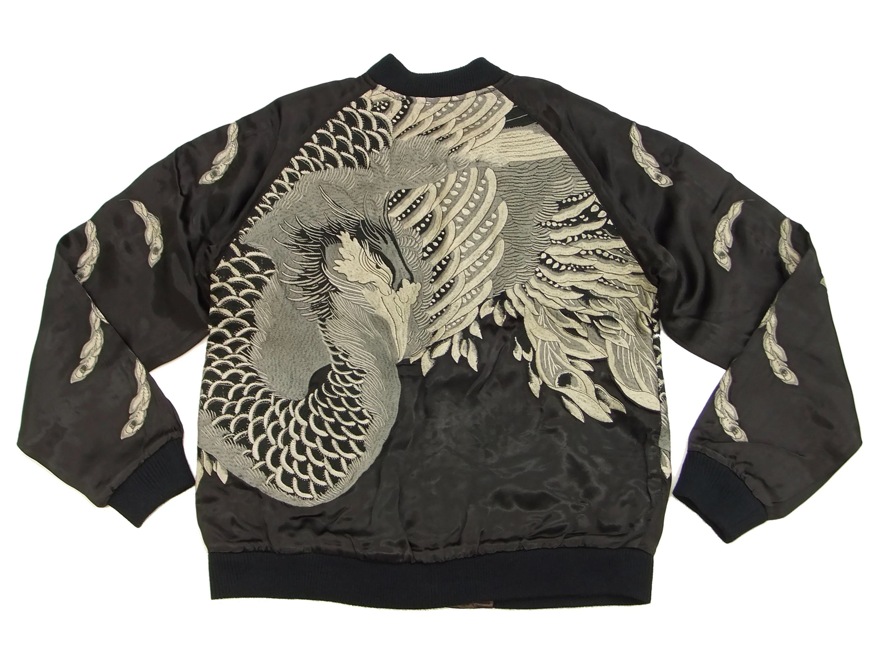 Hanatabi Gakudan Men's Japanese Souvenir Jacket Japanese Phoenix Sukajan Script SKJ-71R - Image 11
